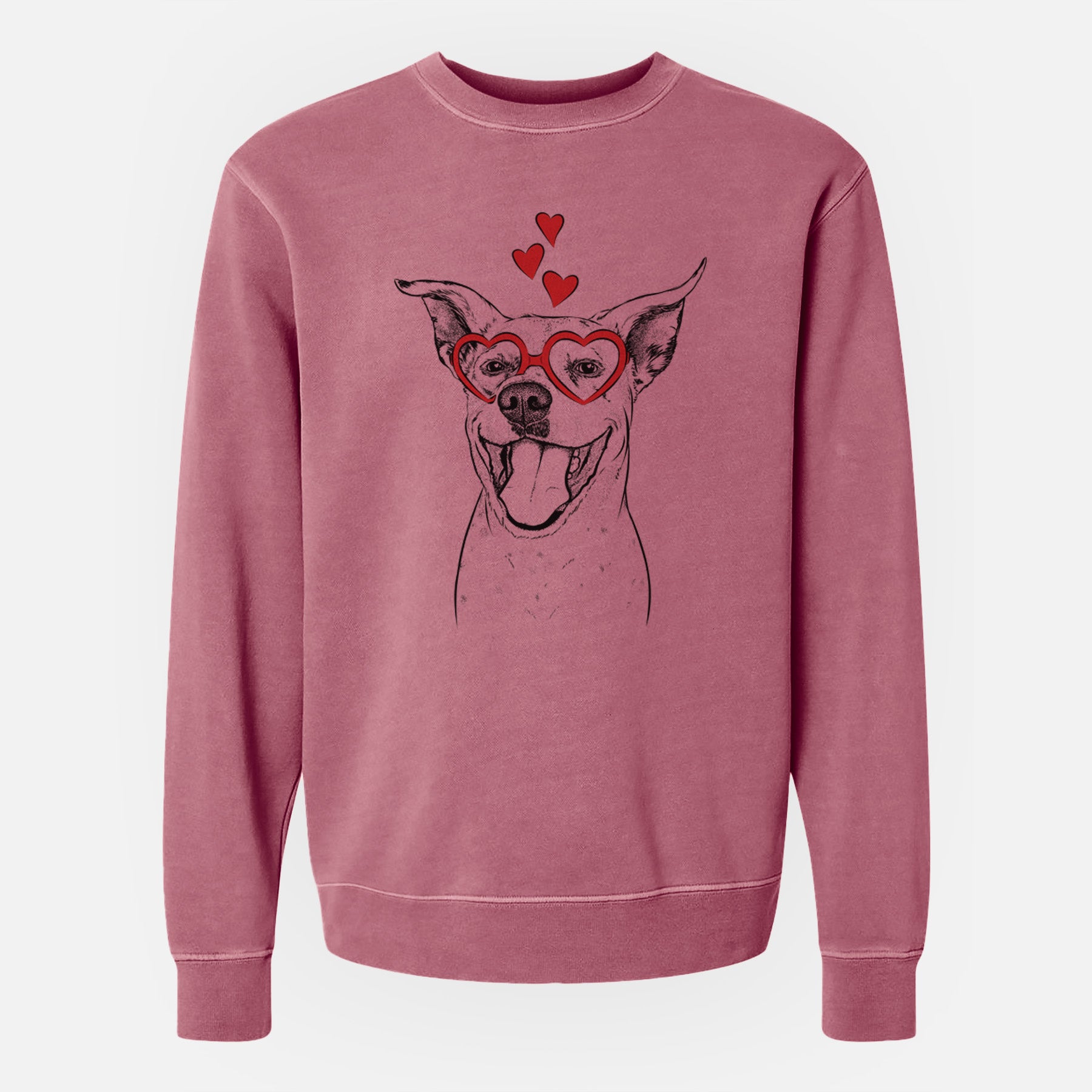 Valentine Maddie the Dalmatian Pitbull Mix - Unisex Pigment Dyed Crew Sweatshirt