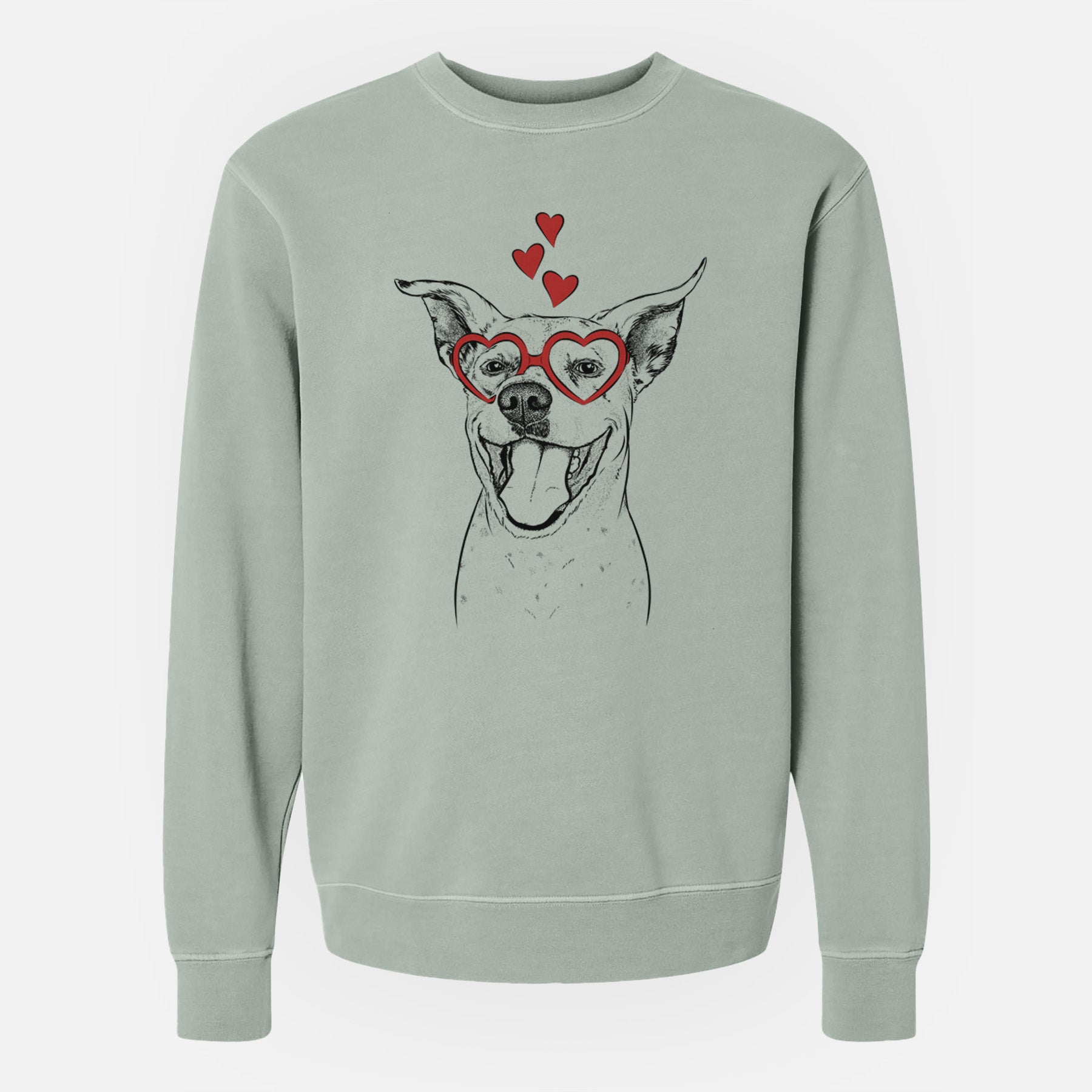 Valentine Maddie the Dalmatian Pitbull Mix - Unisex Pigment Dyed Crew Sweatshirt