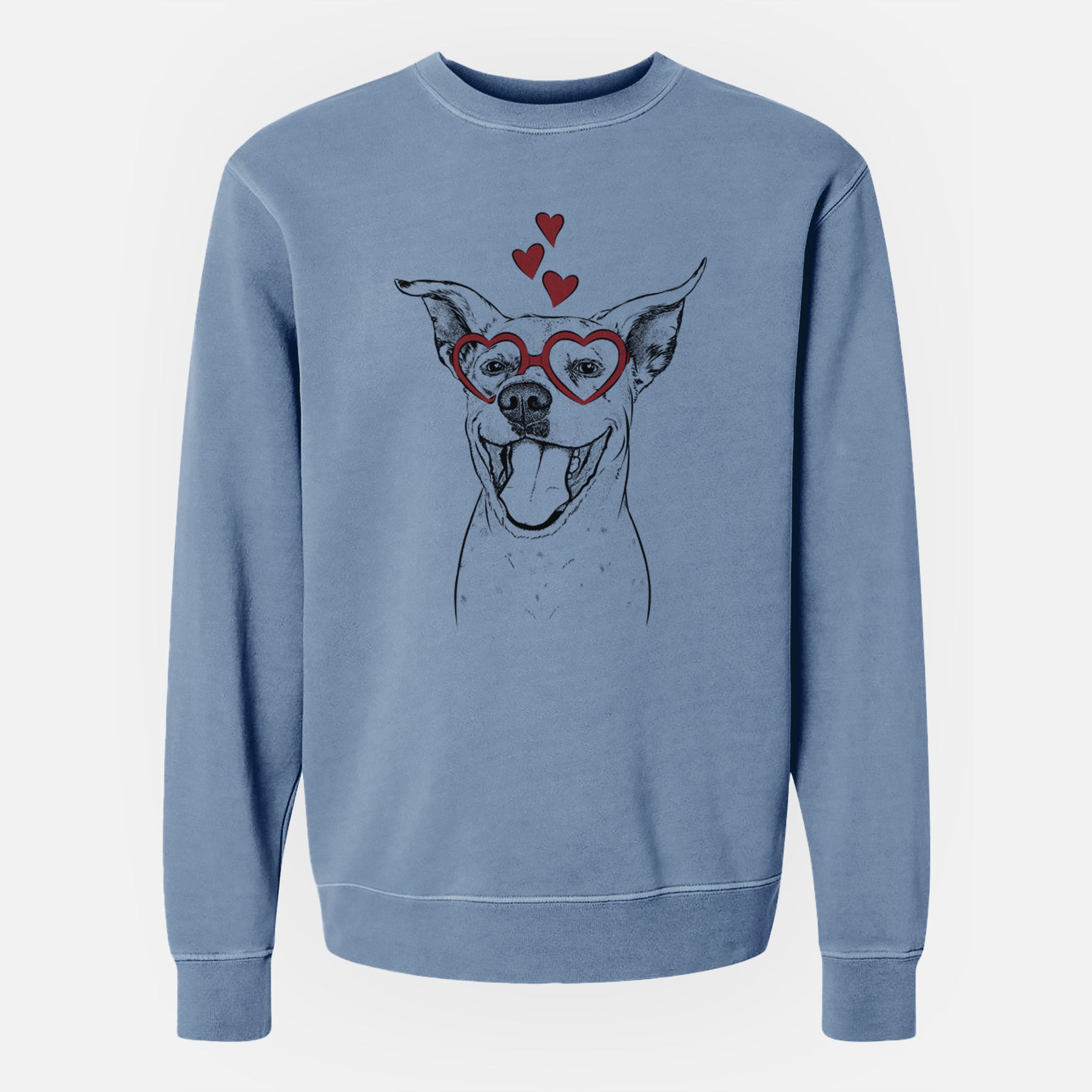 Valentine Maddie the Dalmatian Pitbull Mix - Unisex Pigment Dyed Crew Sweatshirt