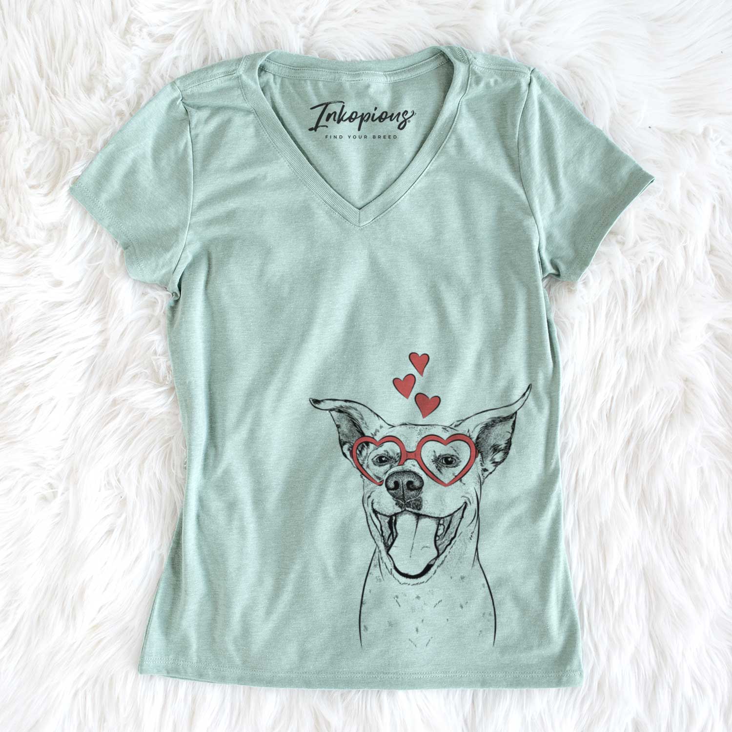 Valentine Maddie the Dalmatian Pitbull Mix - Women's V-neck Shirt