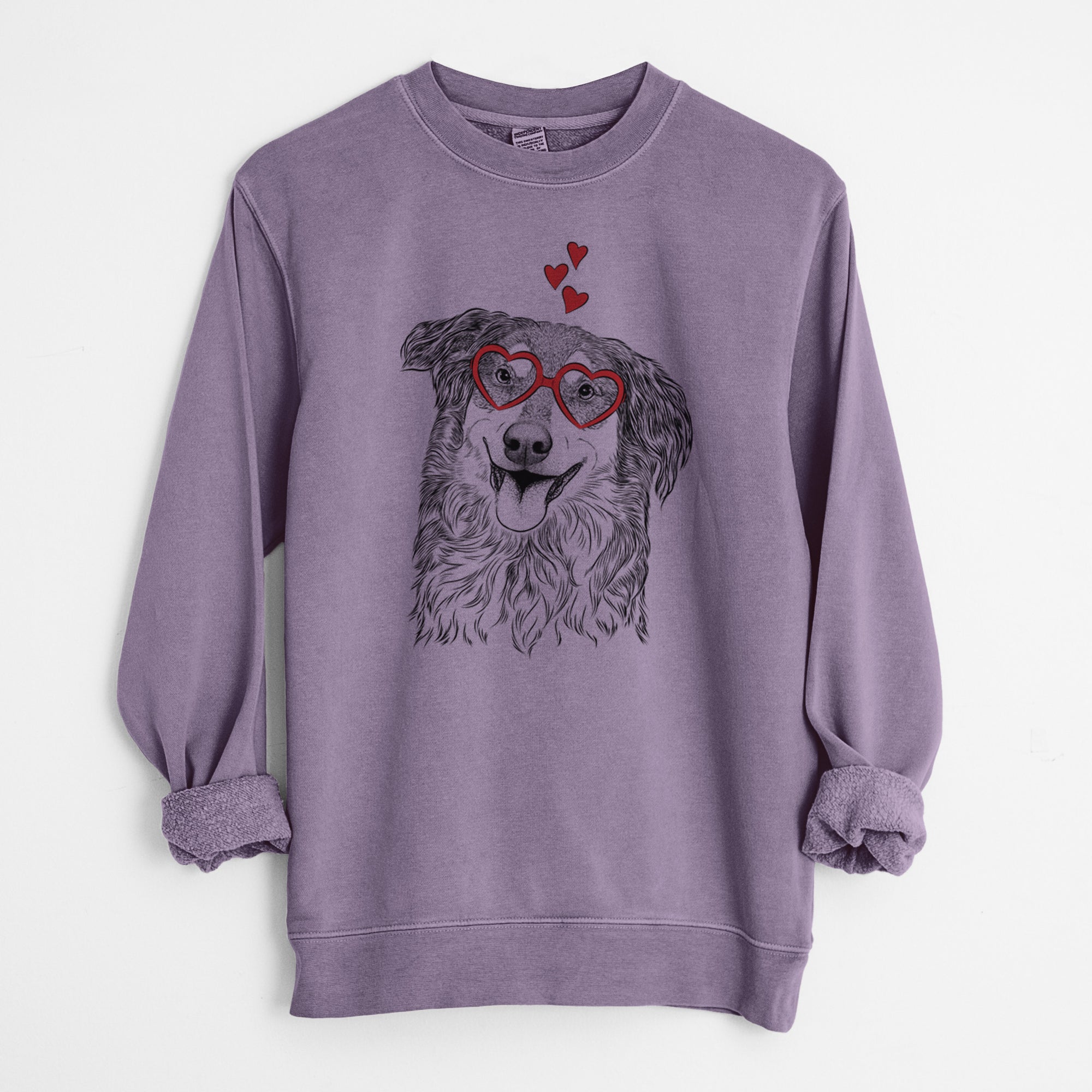 Valentine Maddie the English Shepherd - Unisex Pigment Dyed Crew Sweatshirt