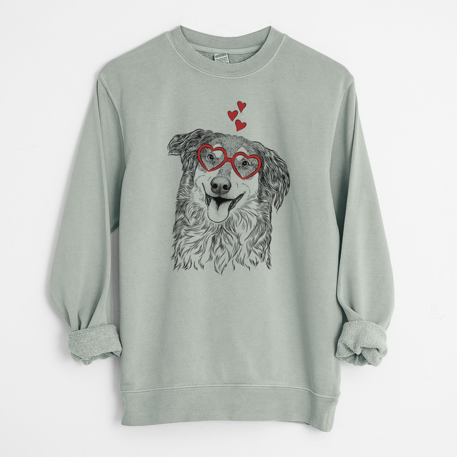 Valentine Maddie the English Shepherd - Unisex Pigment Dyed Crew Sweatshirt
