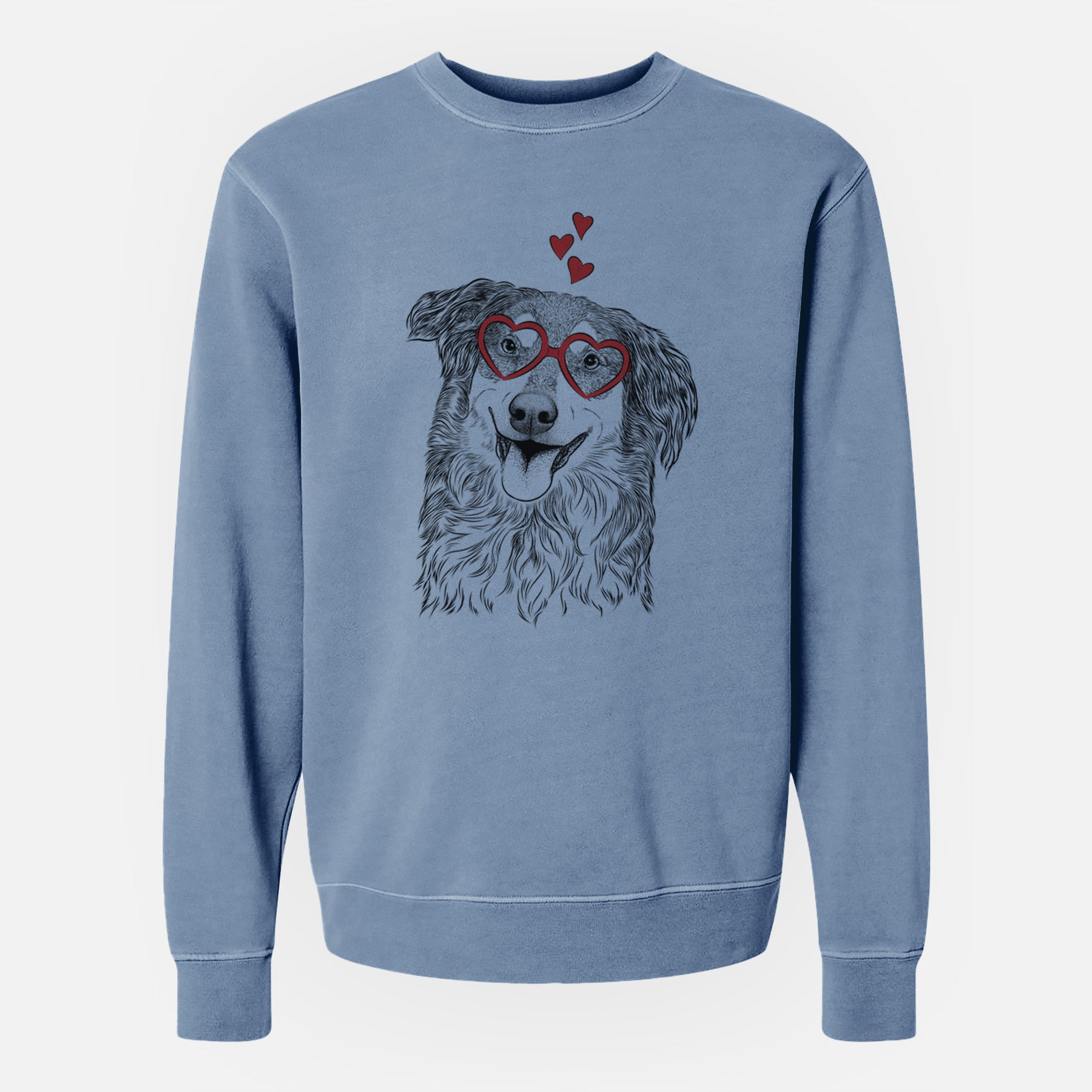 Valentine Maddie the English Shepherd - Unisex Pigment Dyed Crew Sweatshirt