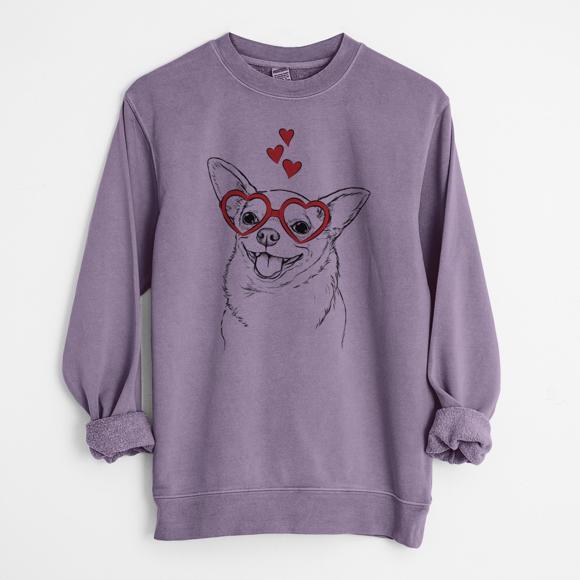 Valentine Maddison Pearl the Chihuahua - Unisex Pigment Dyed Crew Sweatshirt