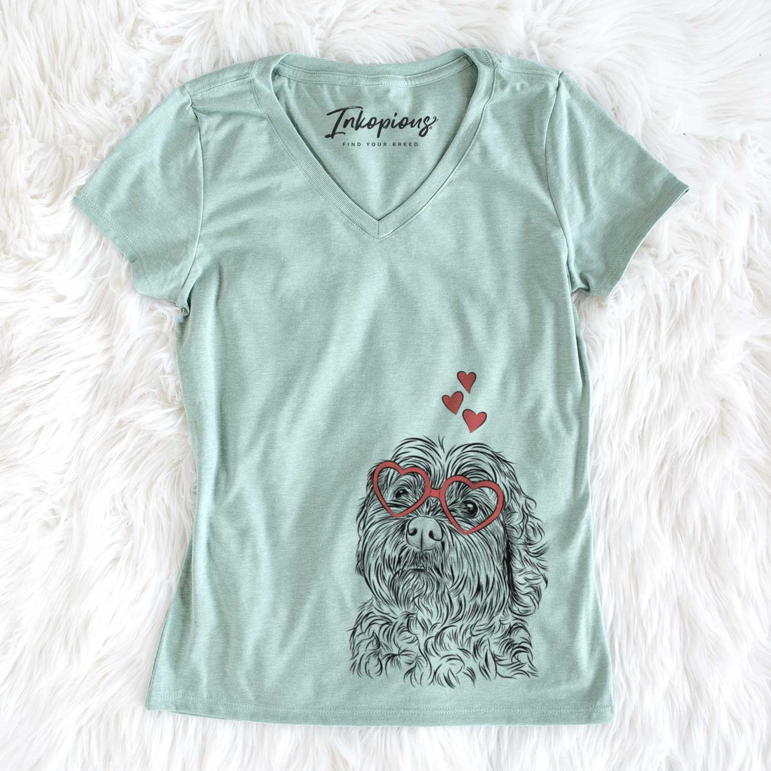 Valentine Maggie Girl the Cockapoo - Women's V-neck Shirt