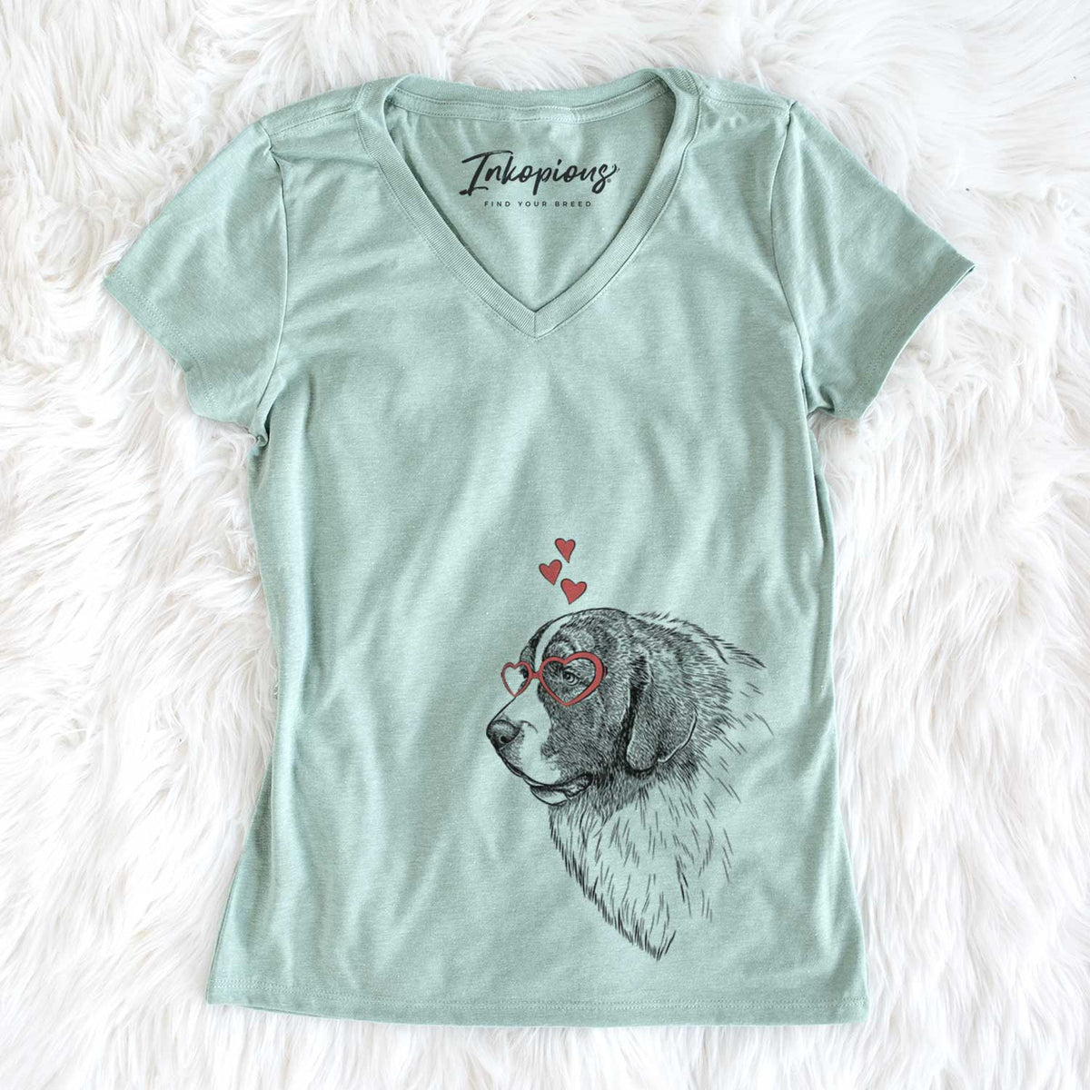 Valentine Magnus the Pyrenean Mastiff - Women&#39;s V-neck Shirt