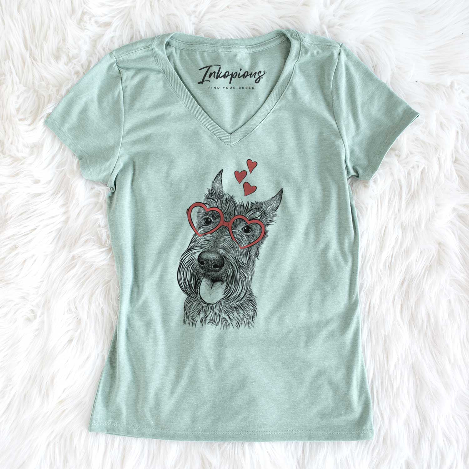 Valentine Magnus the Scottish Terrier - Women's V-neck Shirt