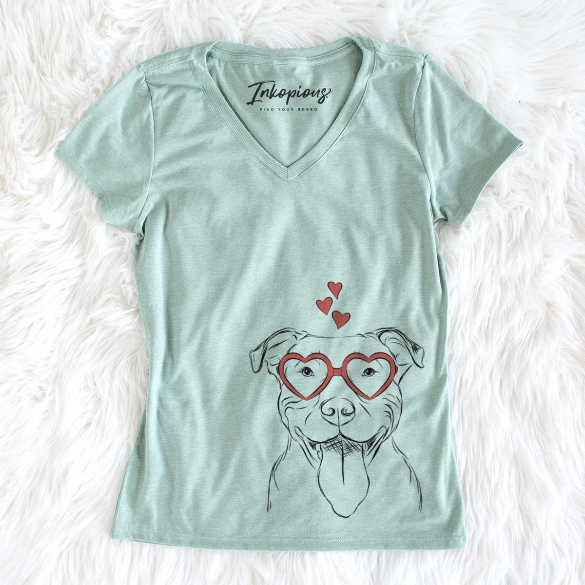 Valentine Major the Pitbull - Women&#39;s V-neck Shirt