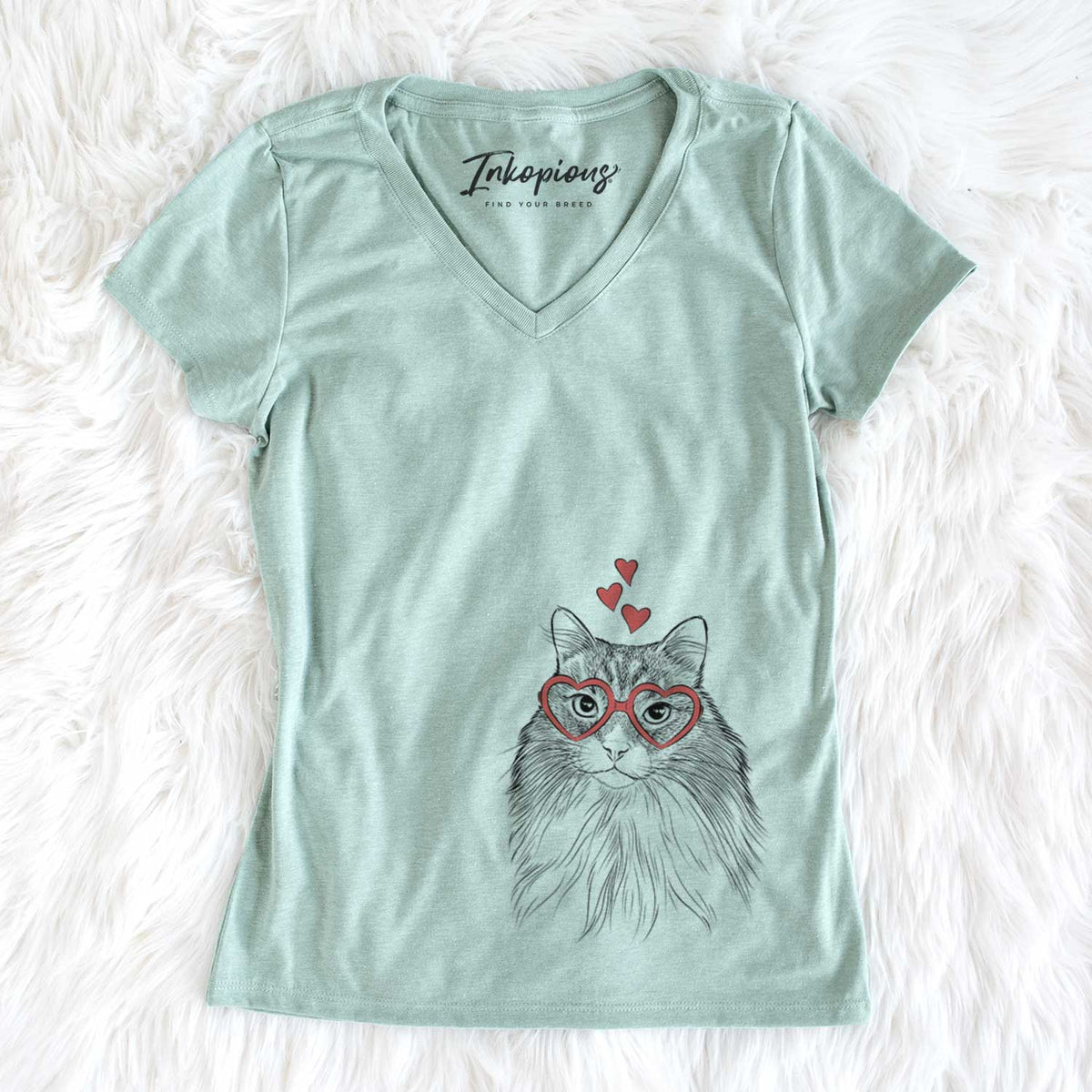 Valentine Maks the Siberian Cat - Women&#39;s V-neck Shirt