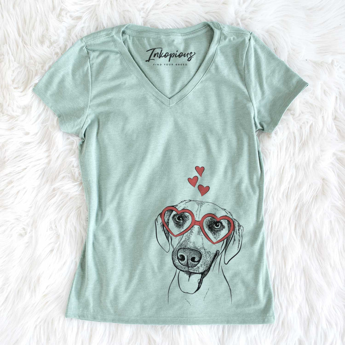 Valentine Malia the American Foxhound Mix - Women&#39;s V-neck Shirt