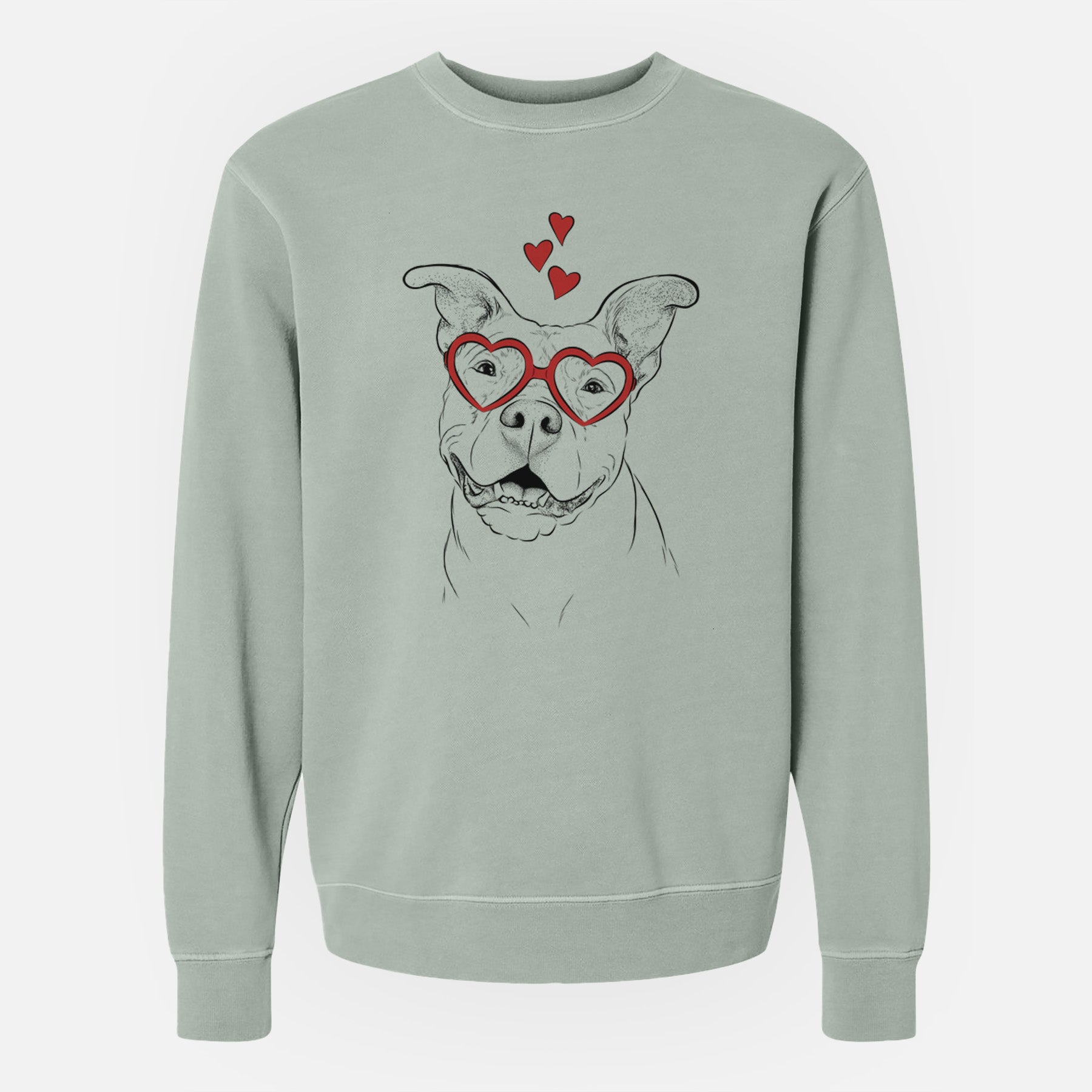 Valentine Malibu the Staffordshire Terrier/Pitbull Mix - Unisex Pigment Dyed Crew Sweatshirt