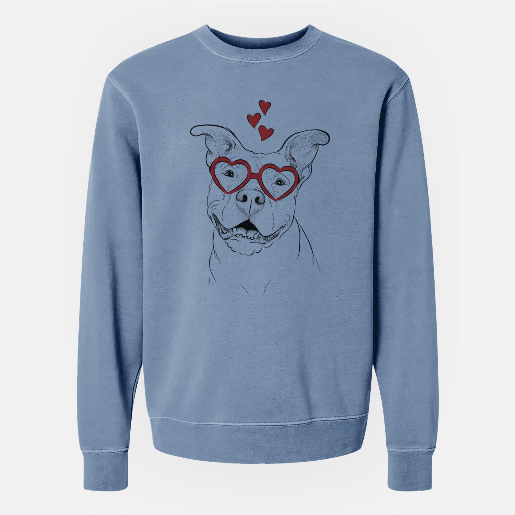 Valentine Malibu the Staffordshire Terrier/Pitbull Mix - Unisex Pigment Dyed Crew Sweatshirt