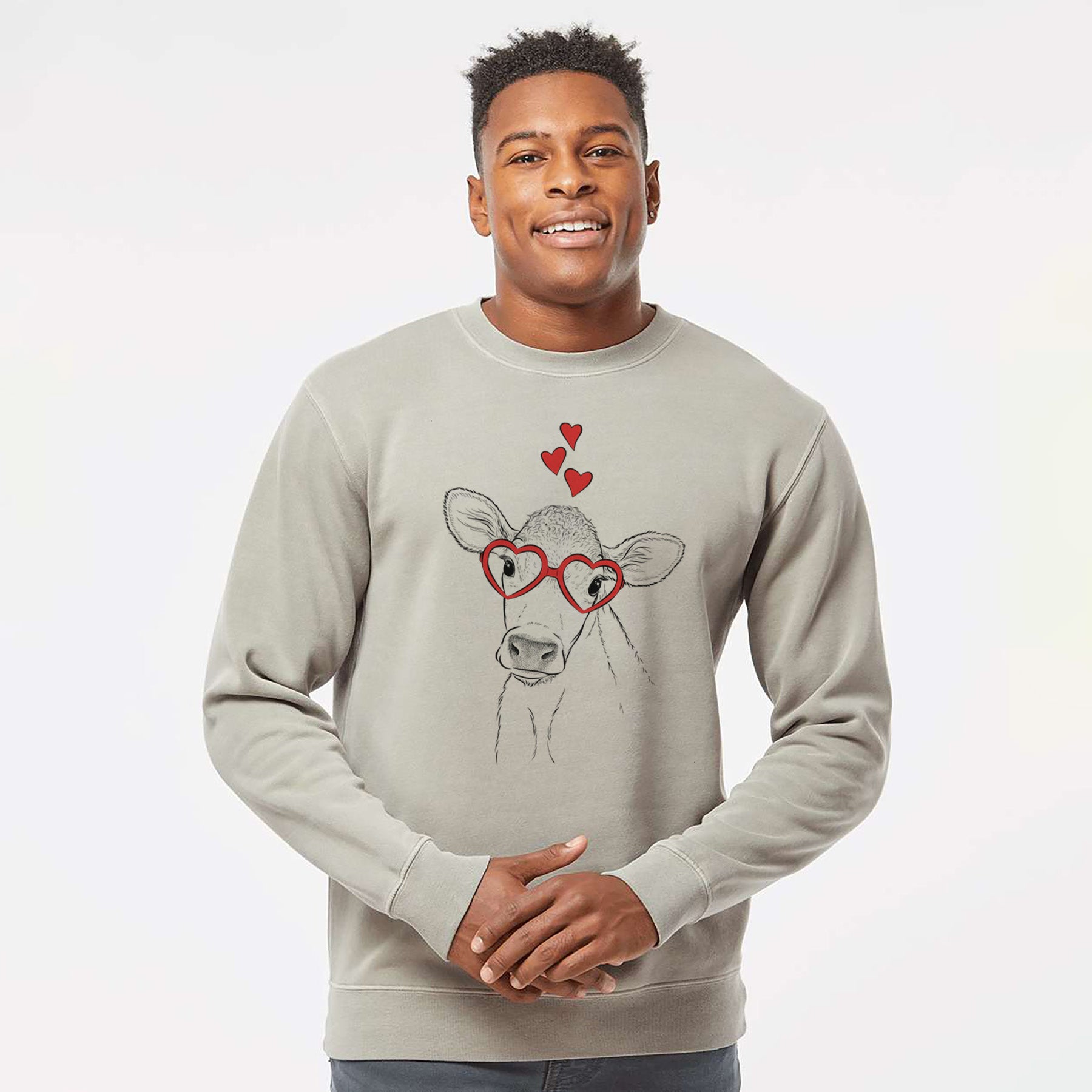 Valentine Malu the Cow - Unisex Pigment Dyed Crew Sweatshirt