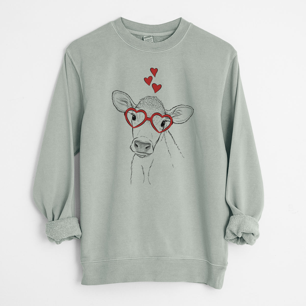 Valentine Malu the Cow - Unisex Pigment Dyed Crew Sweatshirt