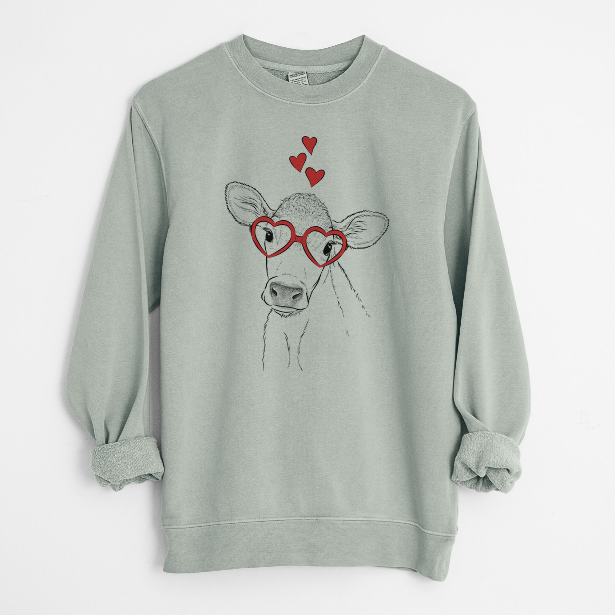 Valentine Malu the Cow - Unisex Pigment Dyed Crew Sweatshirt