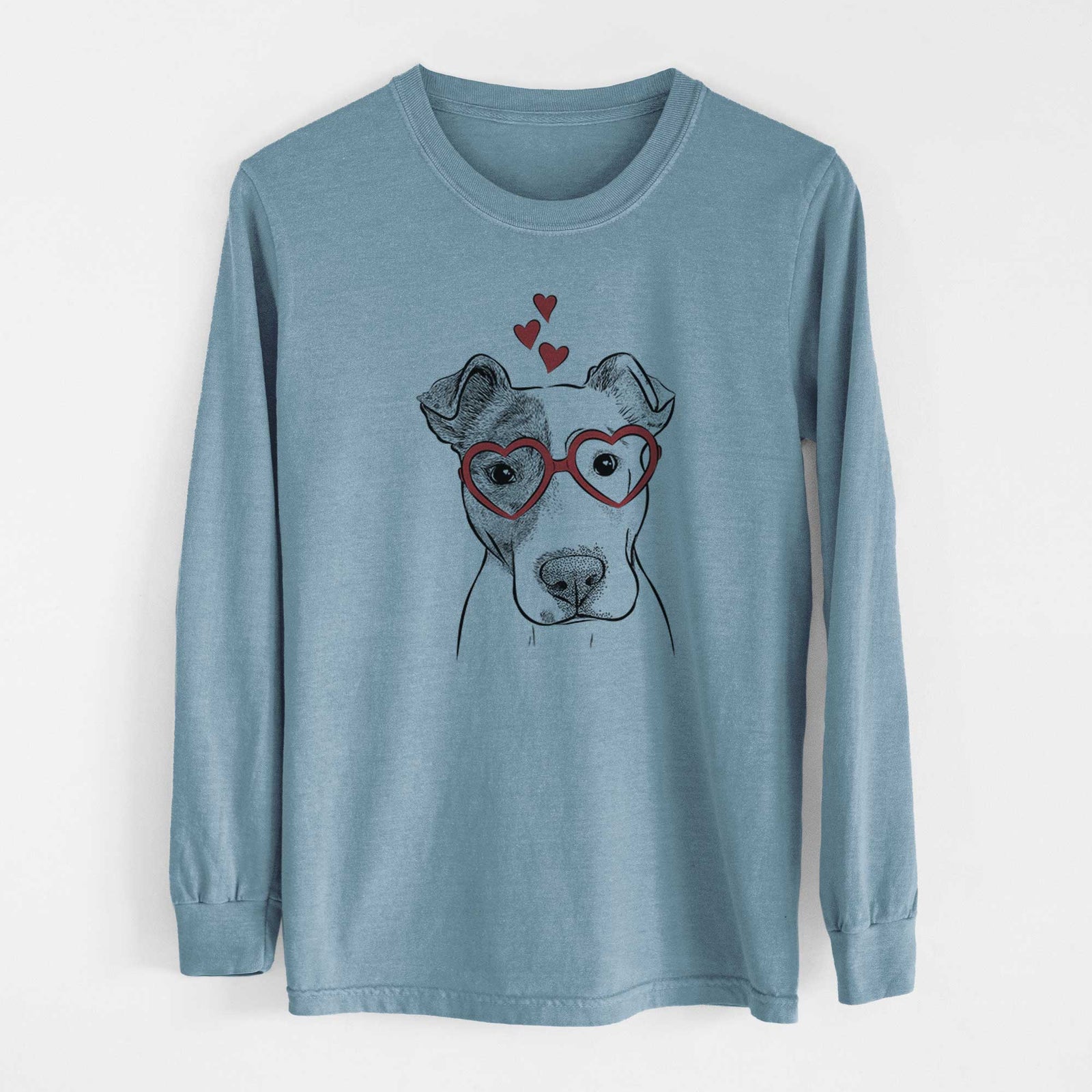 Valentine Manchi the Pitbull Mix - Heavyweight 100% Cotton Long Sleeve