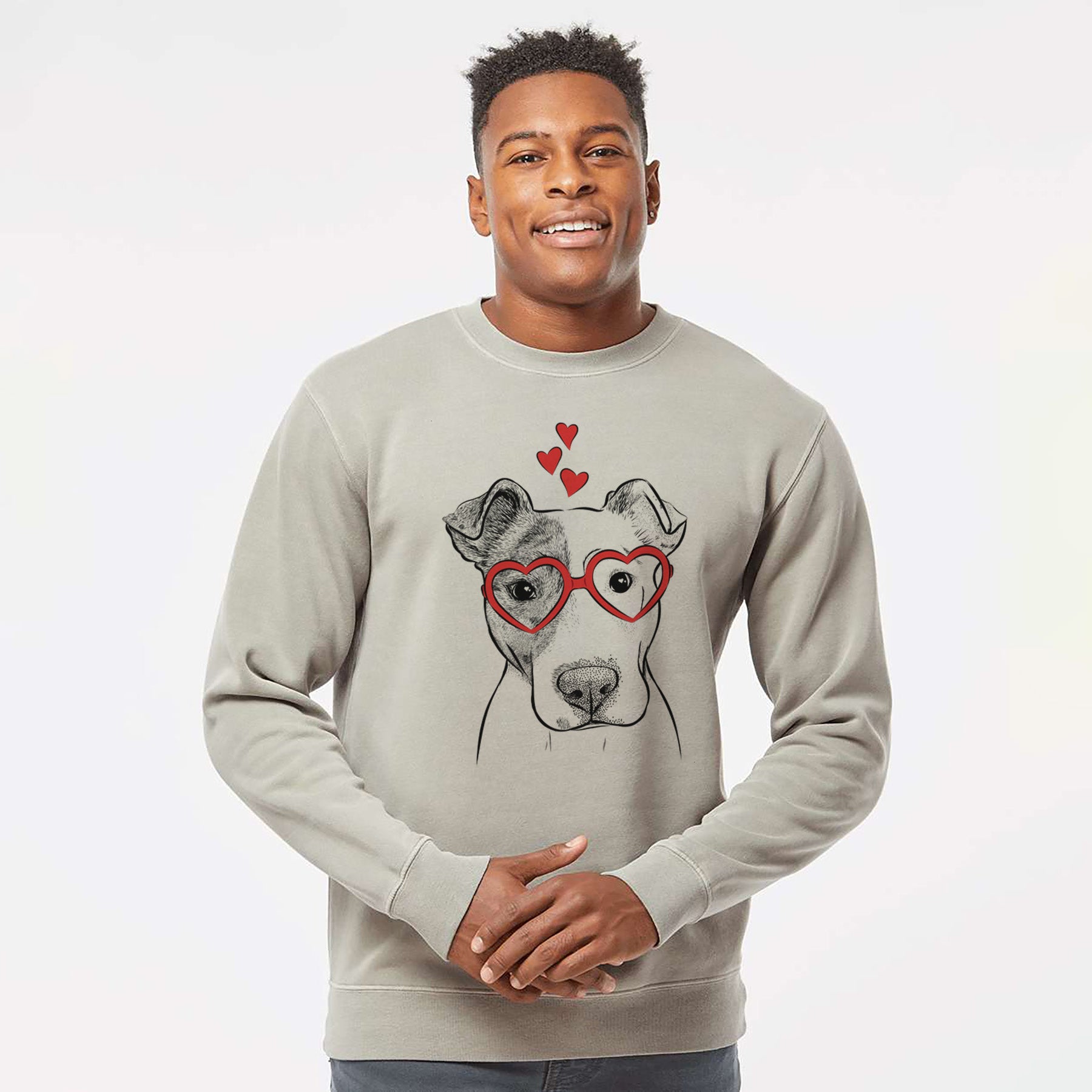 Valentine Manchi the Pitbull Mix - Unisex Pigment Dyed Crew Sweatshirt