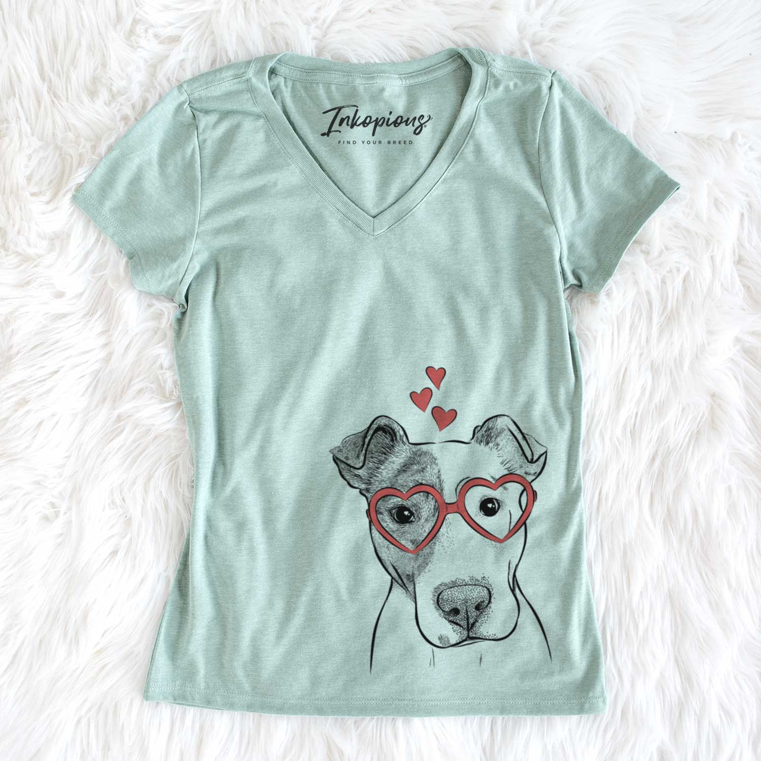 Valentine Manchi the Pitbull Mix - Women's V-neck Shirt