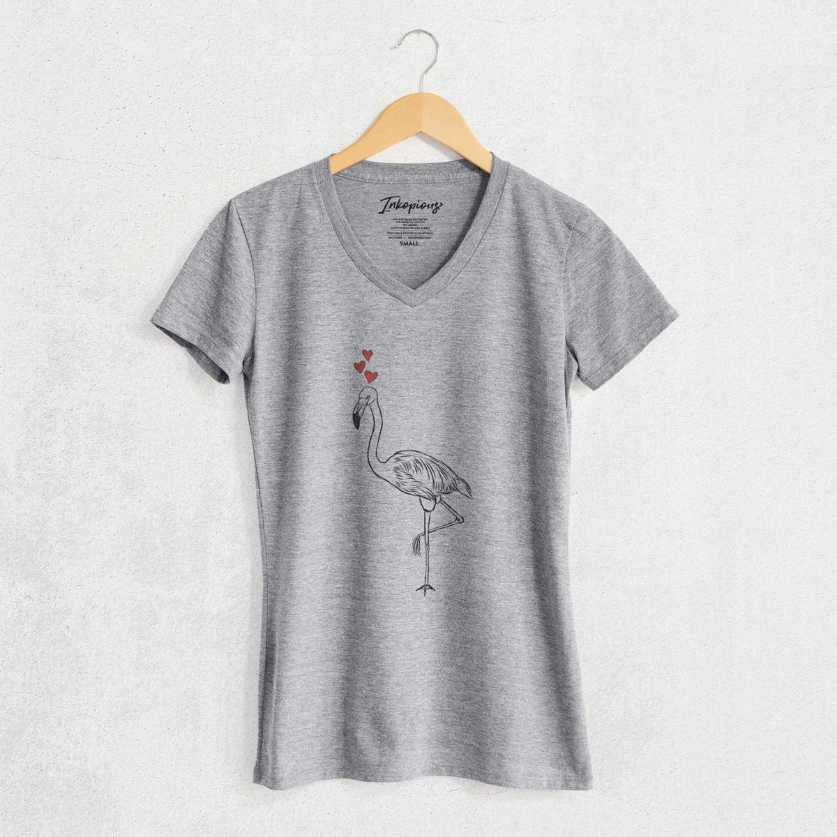 Valentine Mango the Flamingo - Women's V-neck Shirt