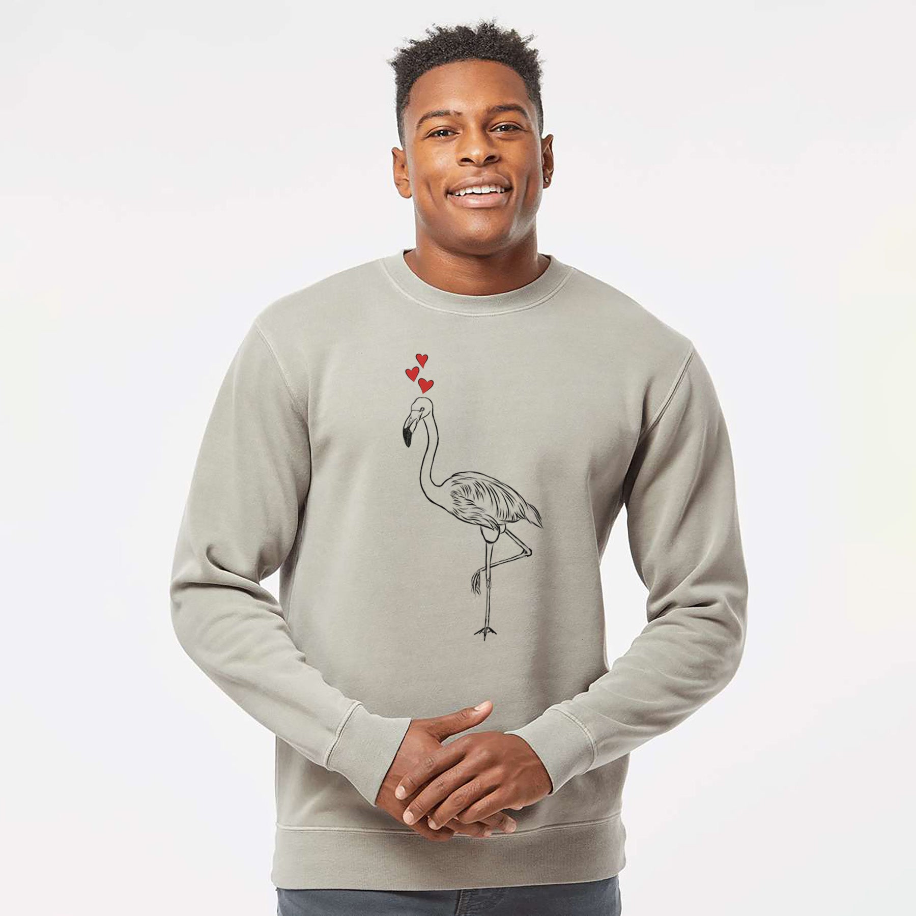 Valentine Mango the Flamingo - Unisex Pigment Dyed Crew Sweatshirt