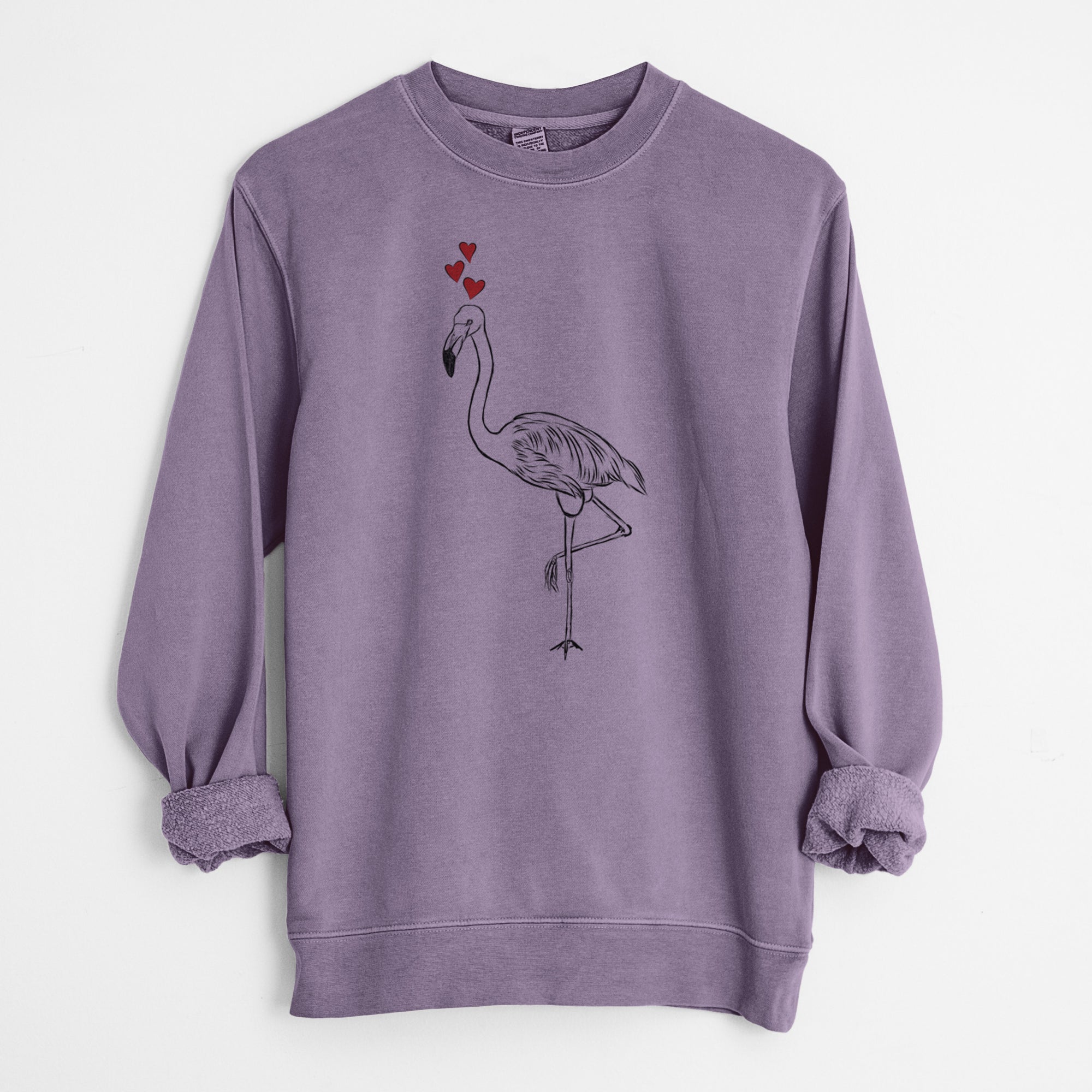 Valentine Mango the Flamingo - Unisex Pigment Dyed Crew Sweatshirt