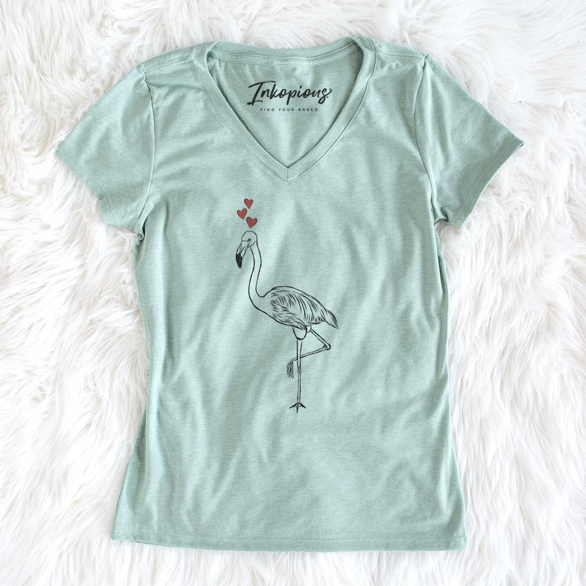 Valentine Mango the Flamingo - Women's V-neck Shirt
