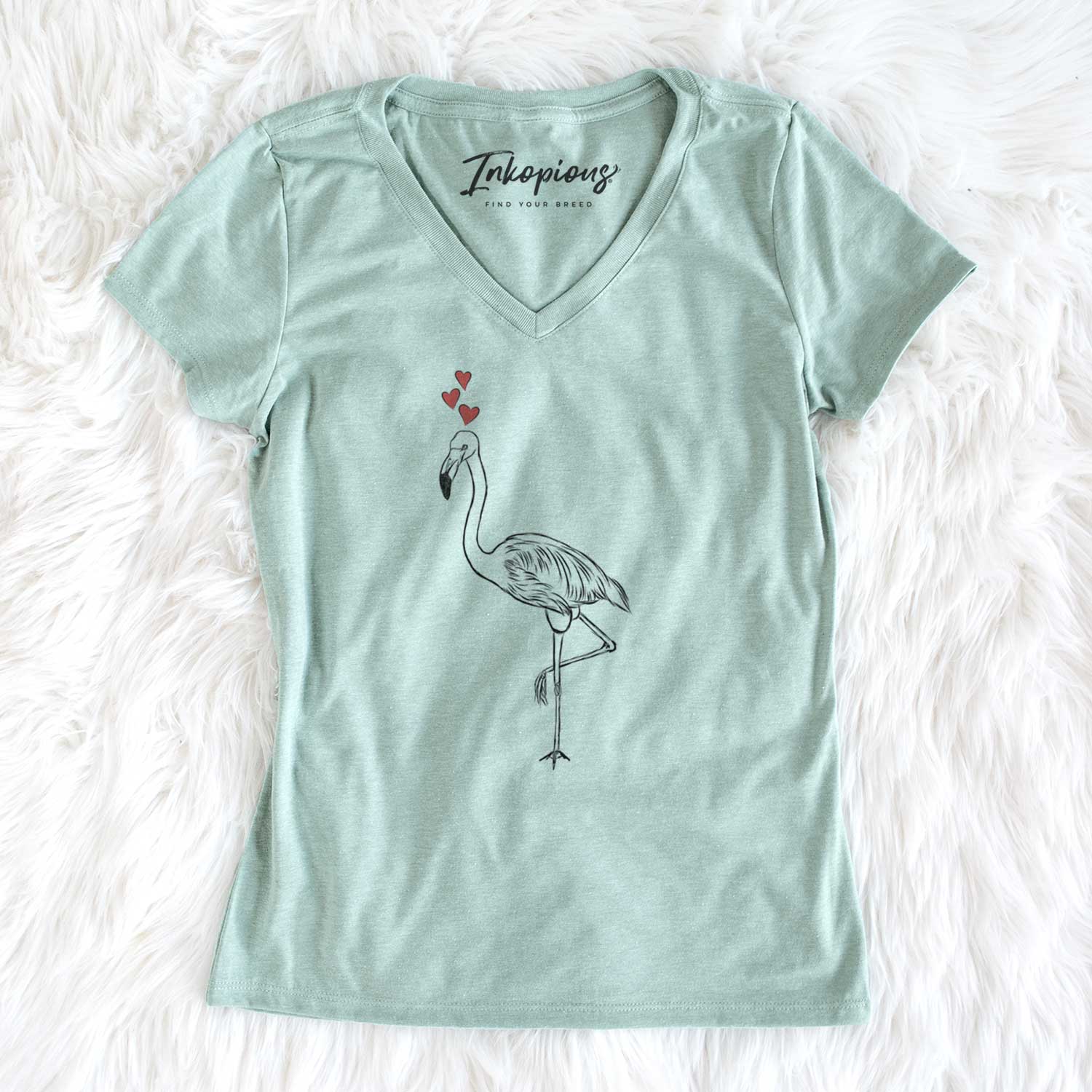 Valentine Mango the Flamingo - Women's V-neck Shirt