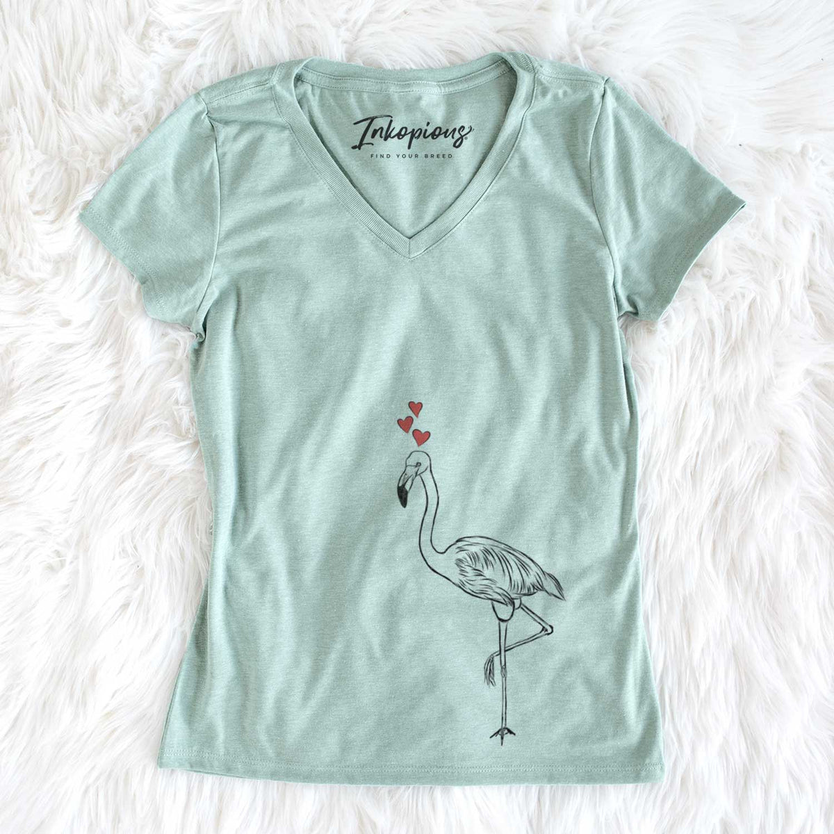 Valentine Mango the Flamingo - Women's V-neck Shirt