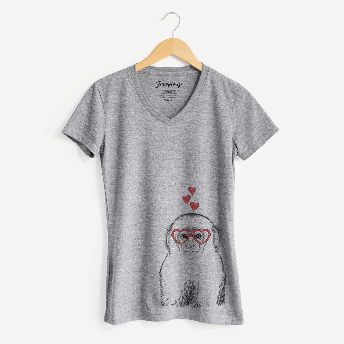 Valentine Marcel the Capuchin Monkey - Women's V-neck Shirt