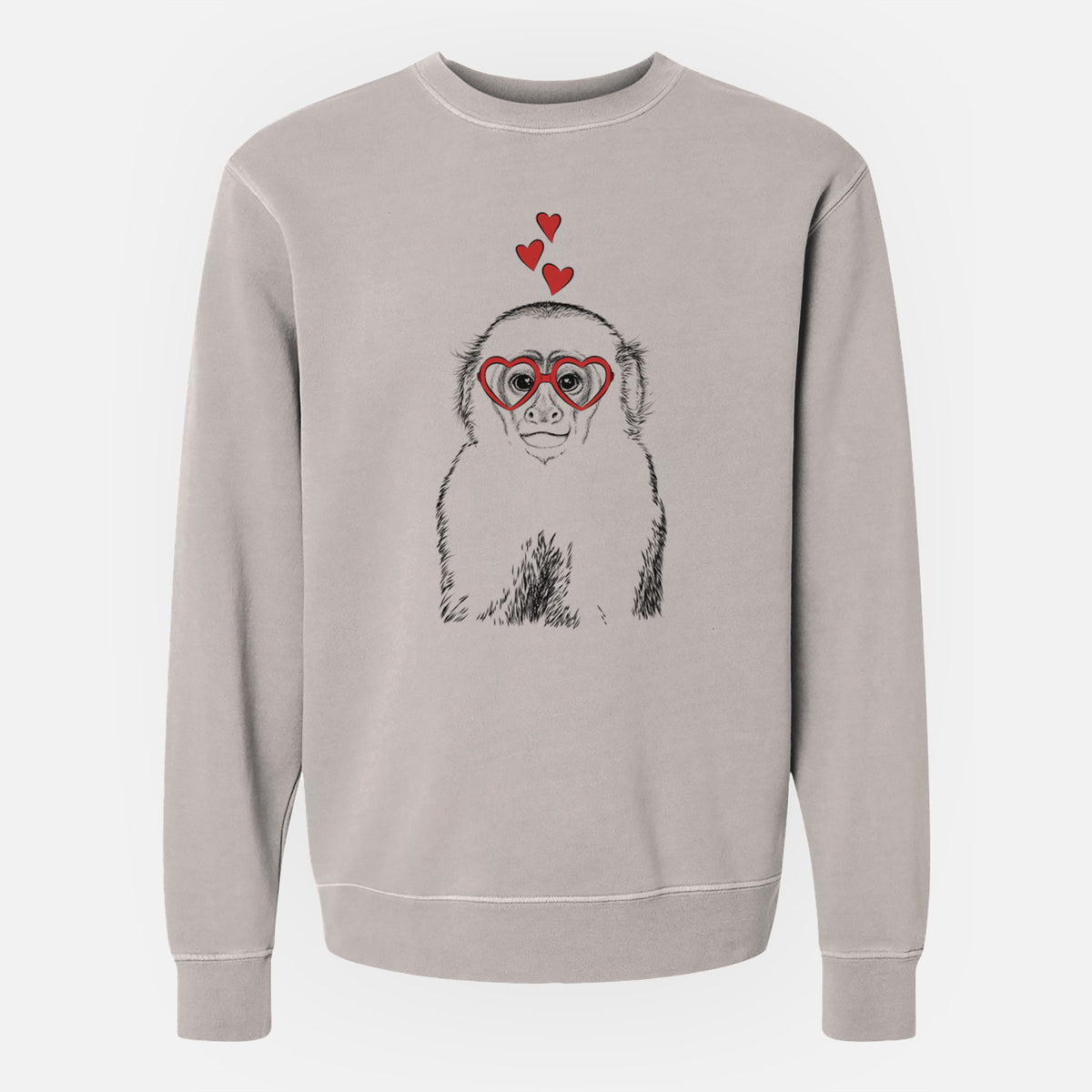 Valentine Marcel the Capuchin Monkey - Unisex Pigment Dyed Crew Sweatshirt