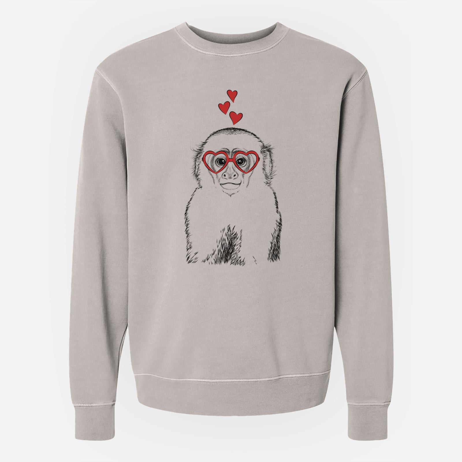 Valentine Marcel the Capuchin Monkey - Unisex Pigment Dyed Crew Sweatshirt