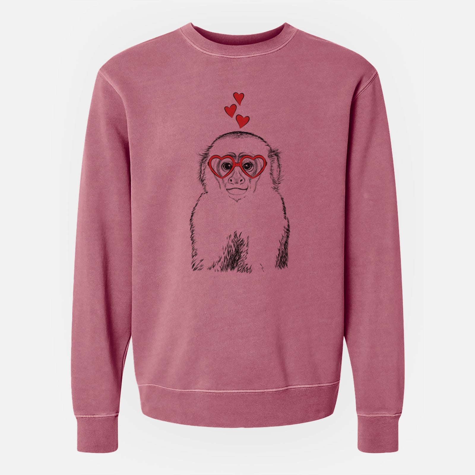 Valentine Marcel the Capuchin Monkey - Unisex Pigment Dyed Crew Sweatshirt