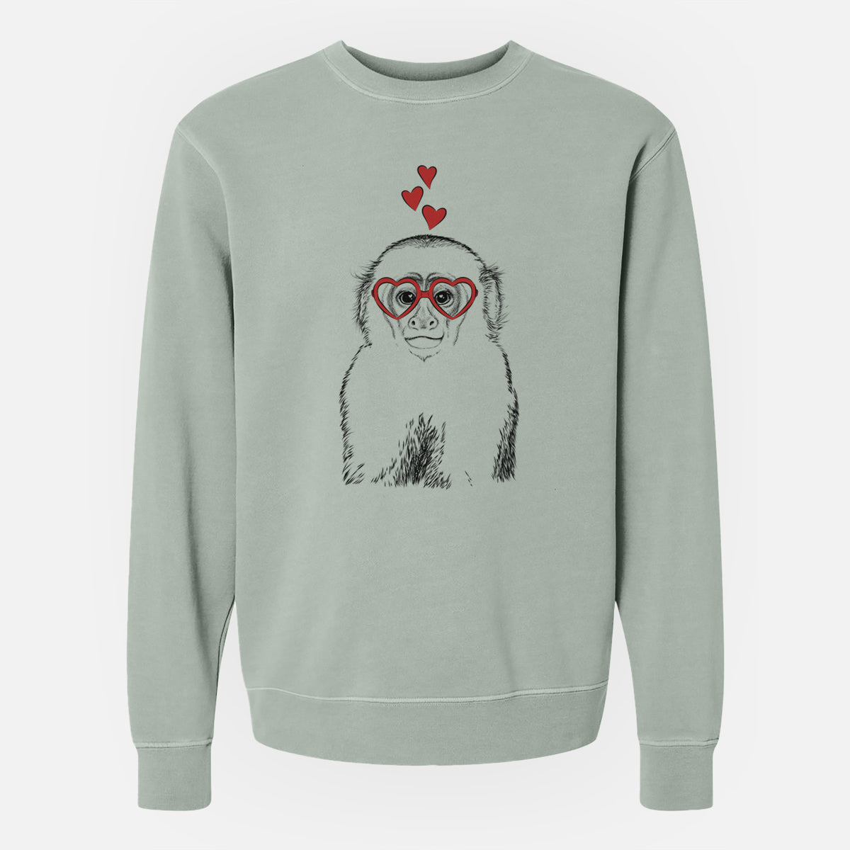 Valentine Marcel the Capuchin Monkey - Unisex Pigment Dyed Crew Sweatshirt