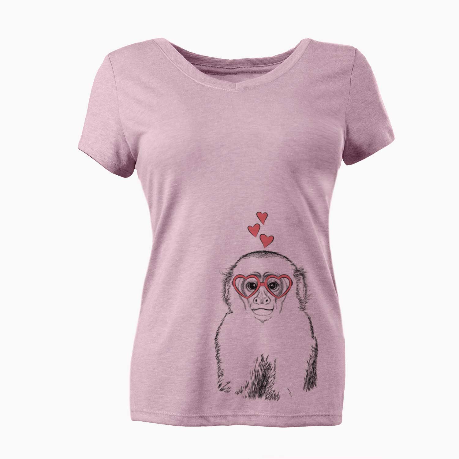 Valentine Marcel the Capuchin Monkey - Women's V-neck Shirt