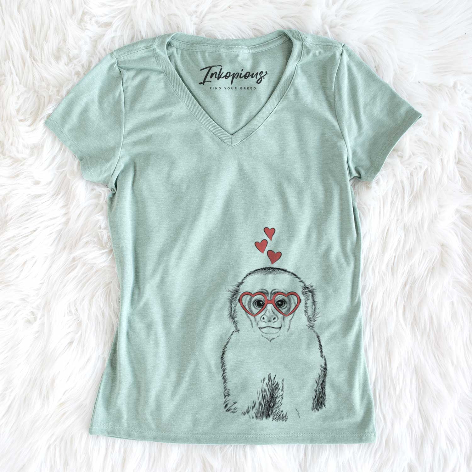 Valentine Marcel the Capuchin Monkey - Women's V-neck Shirt