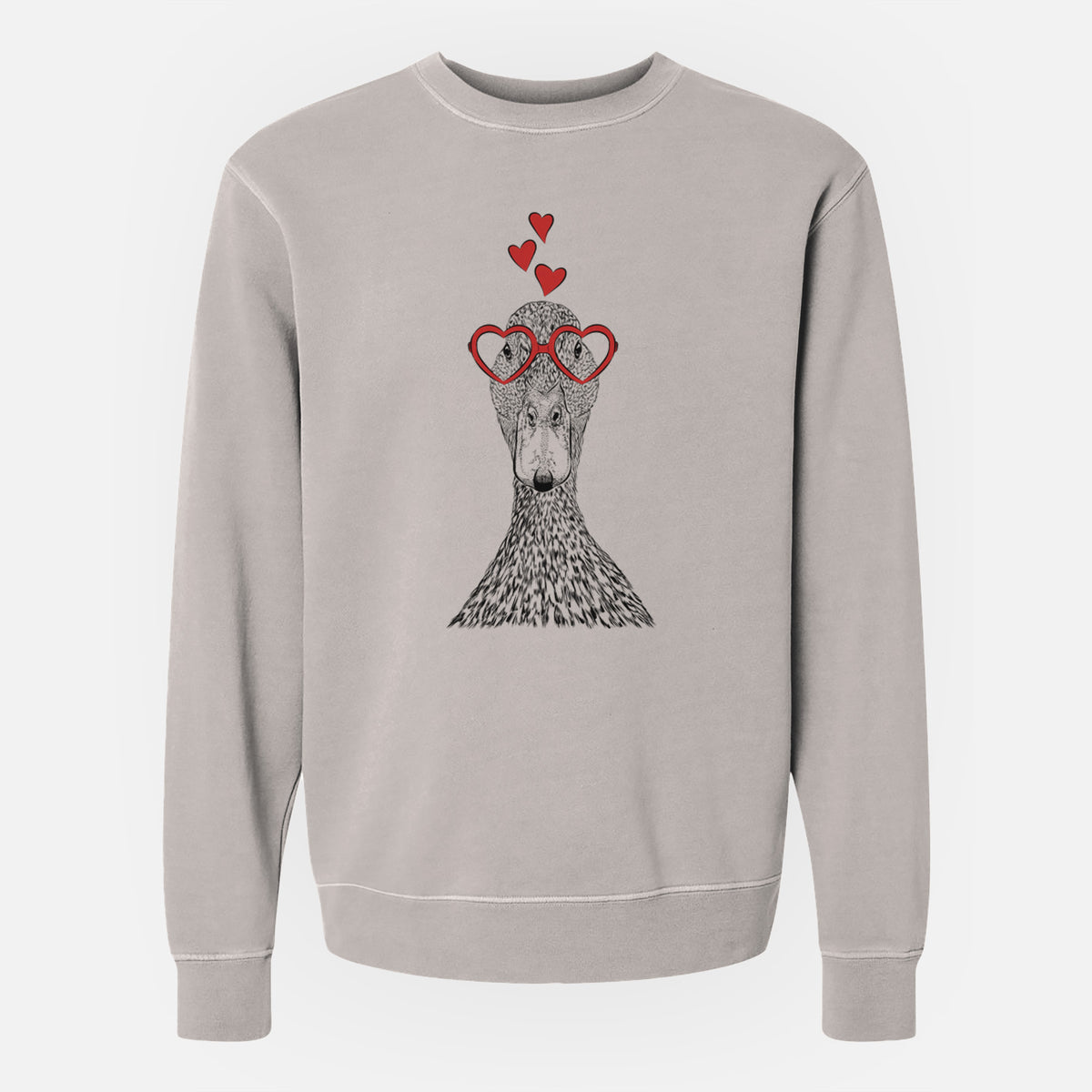 Valentine Marge the Mallard Duck - Unisex Pigment Dyed Crew Sweatshirt