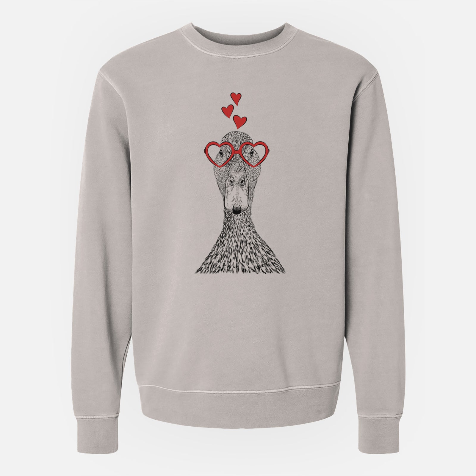 Valentine Marge the Mallard Duck - Unisex Pigment Dyed Crew Sweatshirt