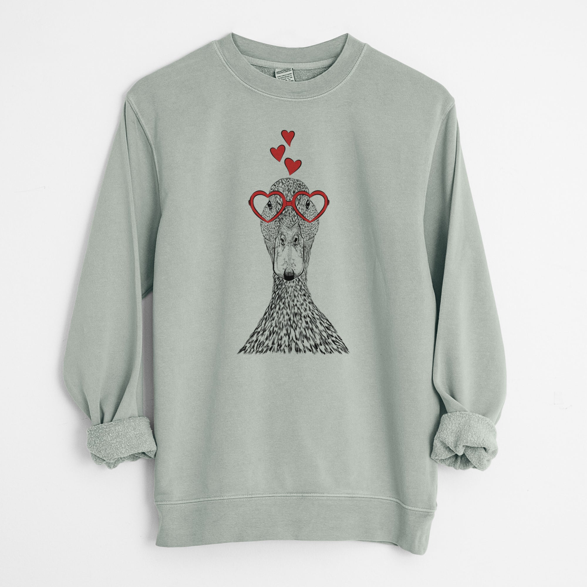 Valentine Marge the Mallard Duck - Unisex Pigment Dyed Crew Sweatshirt