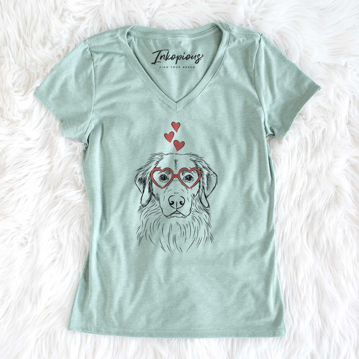 Valentine Marley the Golden Retriever - Women's V-neck Shirt