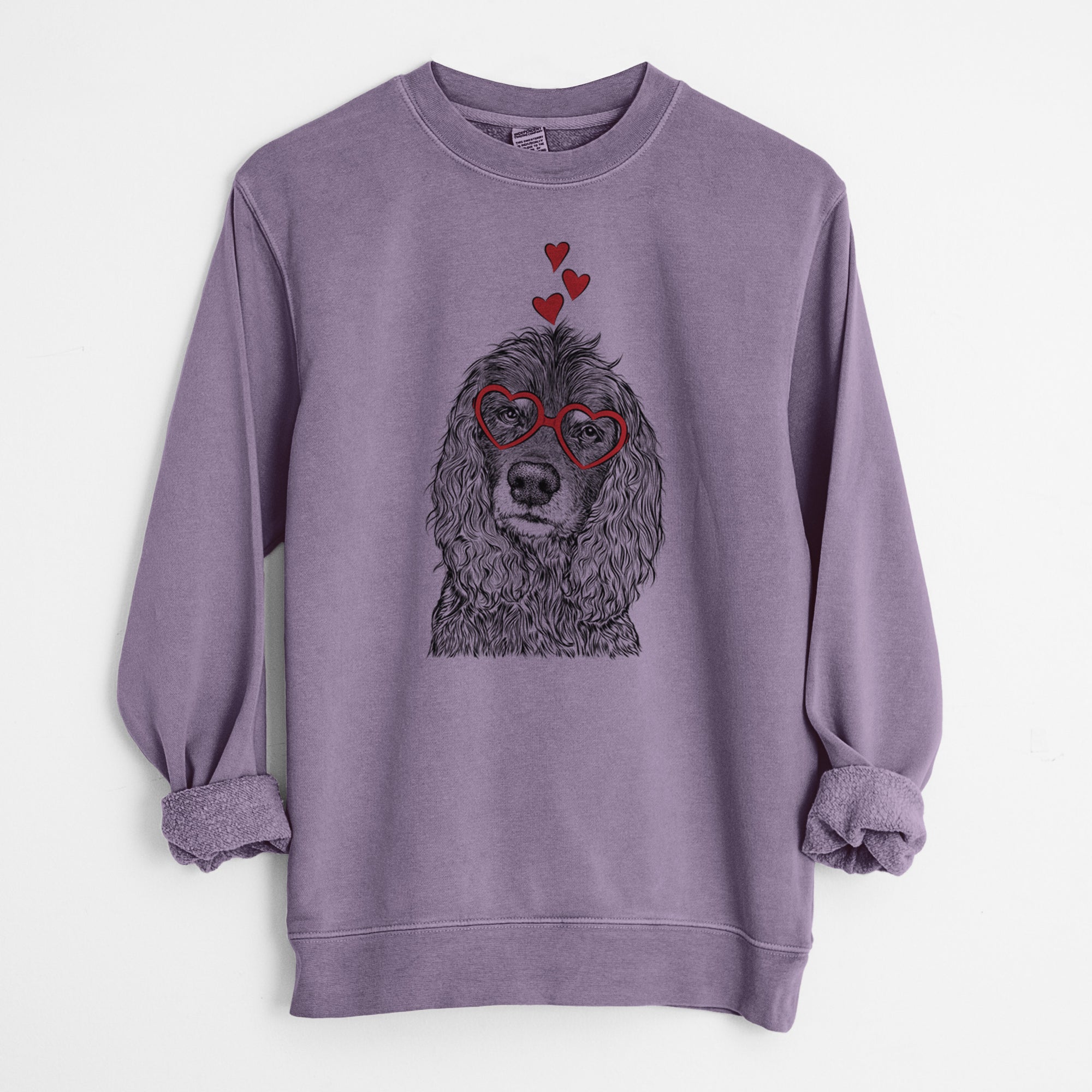 Valentine Marley Boy the American Cocker Spaniel - Unisex Pigment Dyed Crew Sweatshirt