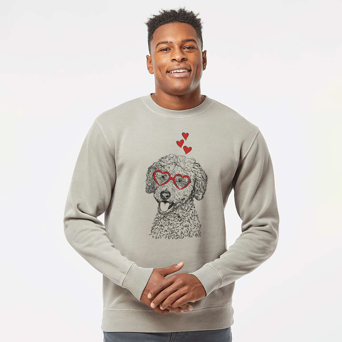 Valentine Marlow the Goldendoodle - Unisex Pigment Dyed Crew Sweatshirt