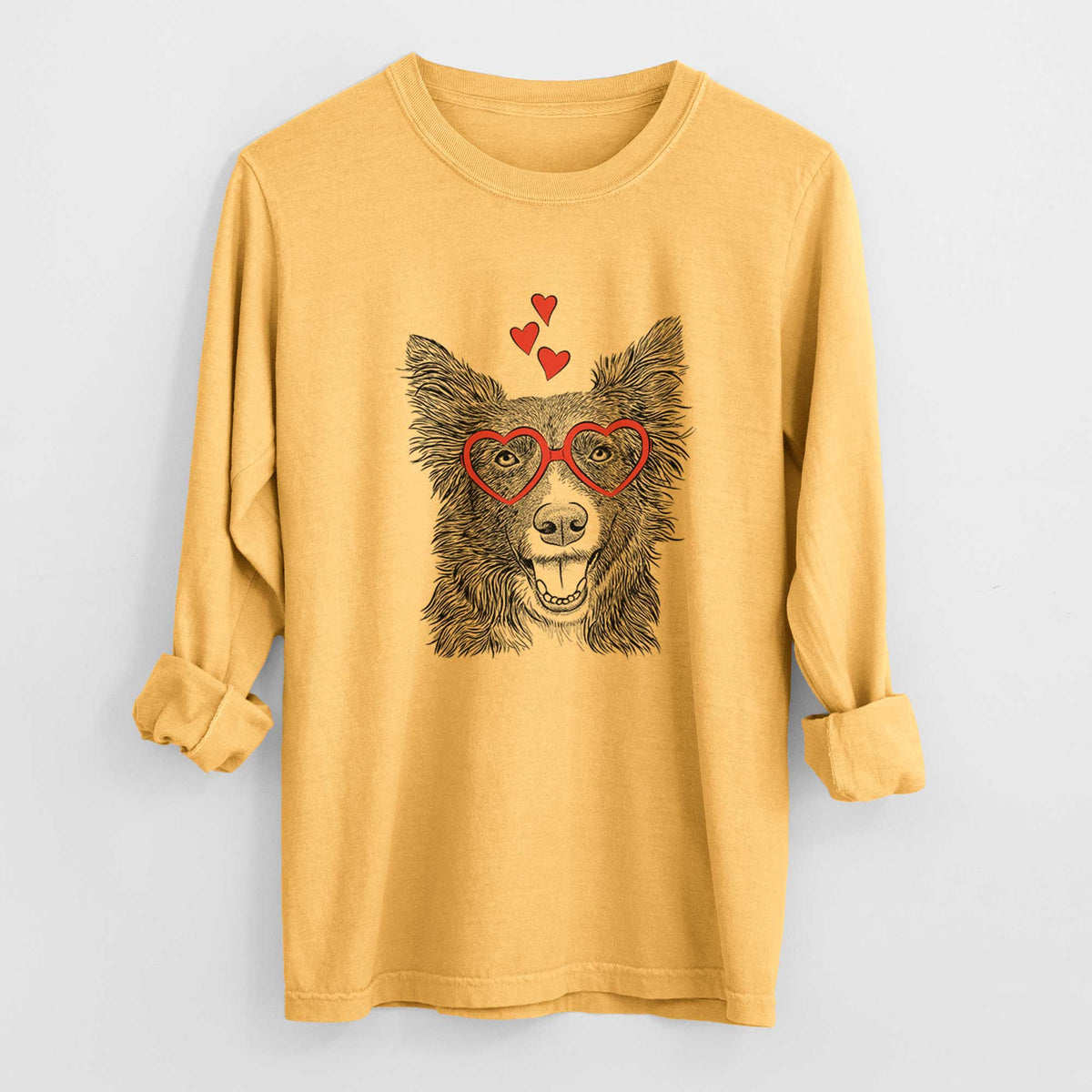 Valentine Marti the Border Collie - Heavyweight 100% Cotton Long Sleeve