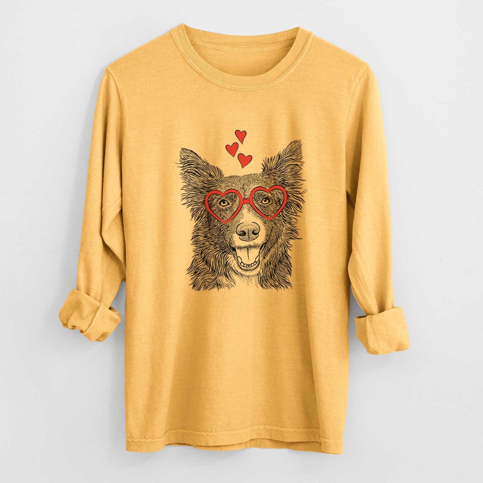 Valentine Marti the Border Collie - Heavyweight 100% Cotton Long Sleeve
