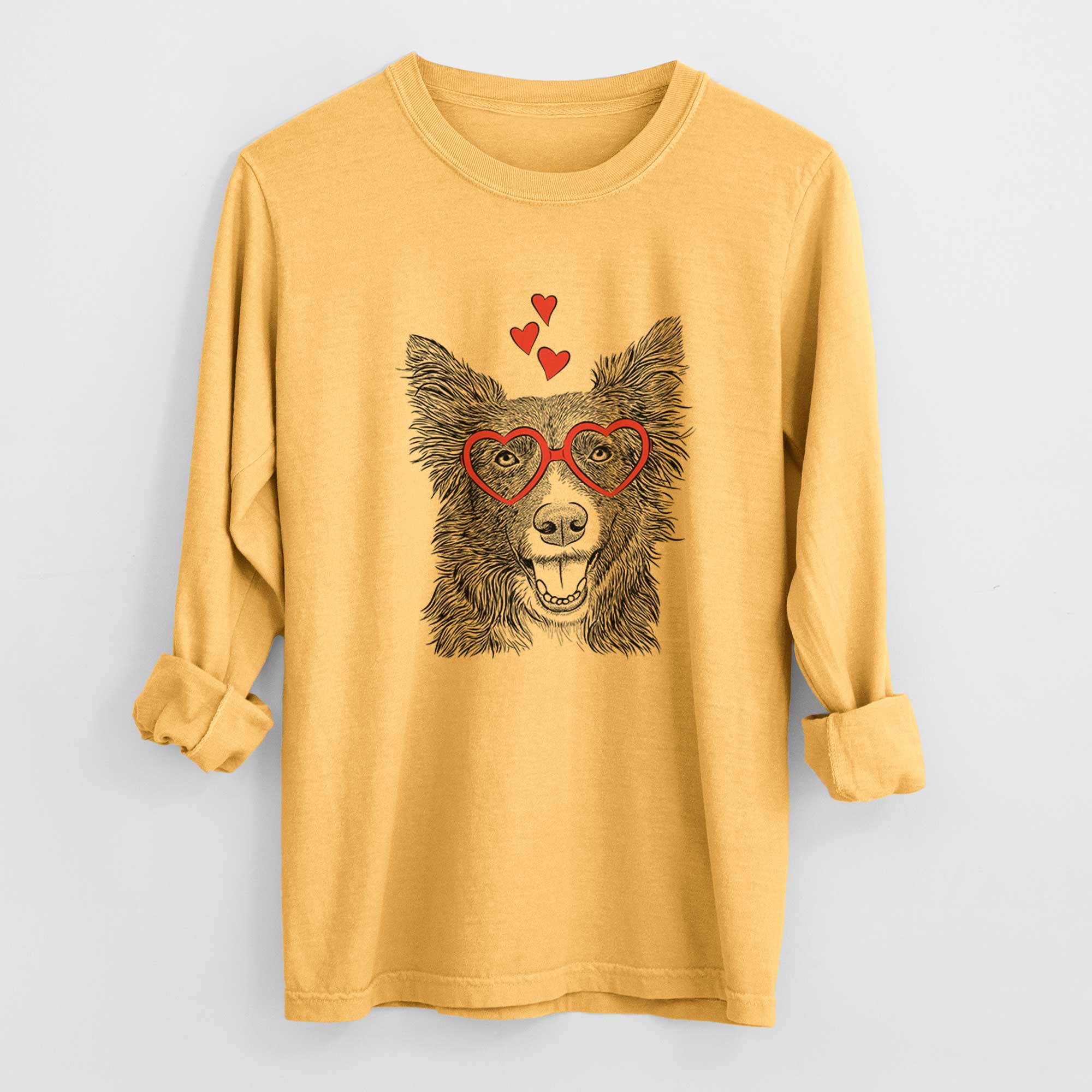 Valentine Marti the Border Collie - Heavyweight 100% Cotton Long Sleeve