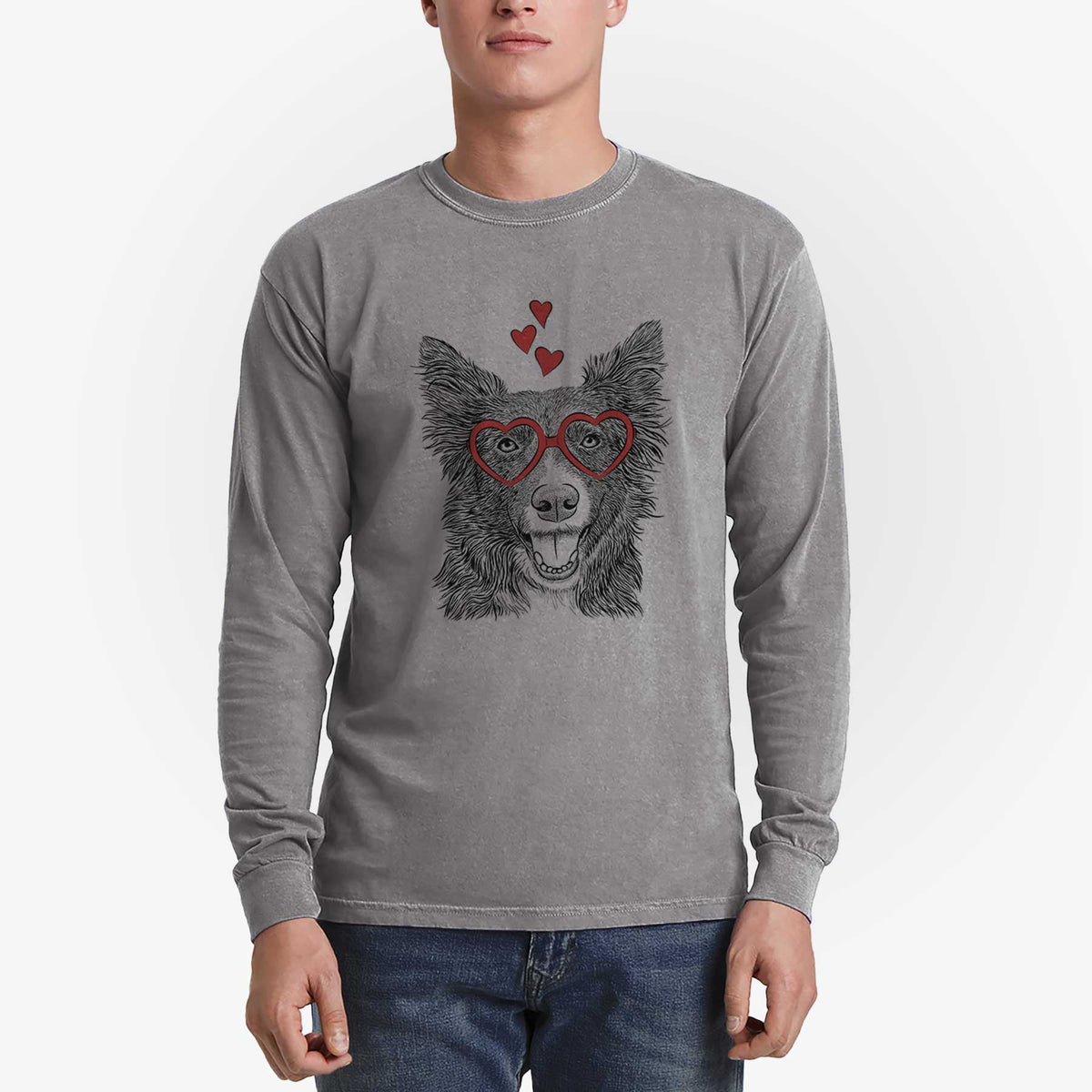 Valentine Marti the Border Collie - Heavyweight 100% Cotton Long Sleeve
