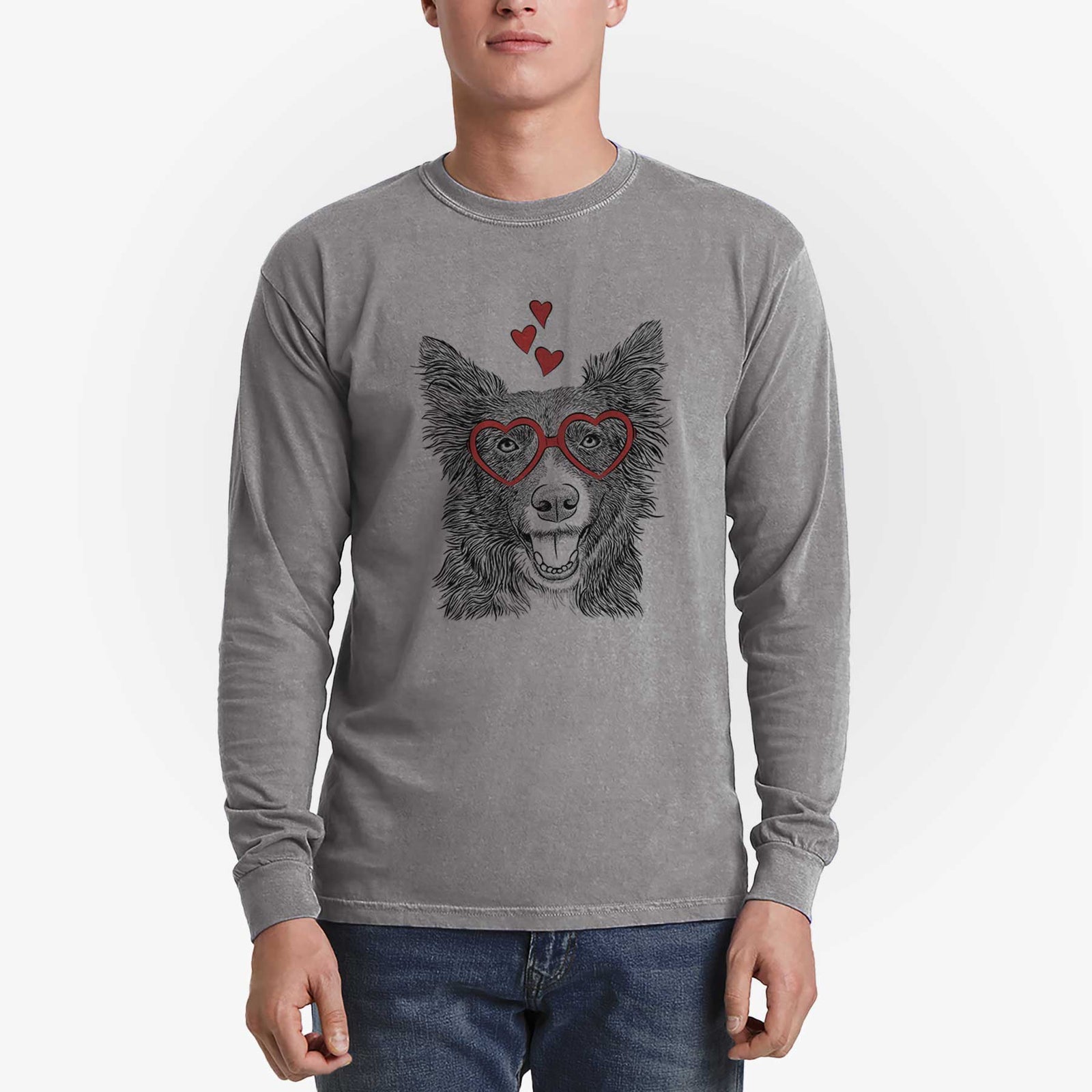 Valentine Marti the Border Collie - Heavyweight 100% Cotton Long Sleeve