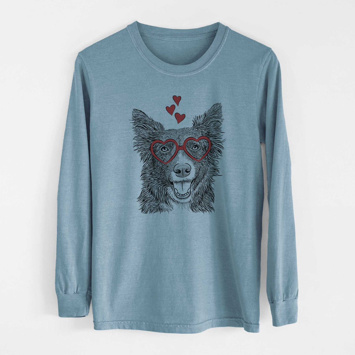 Valentine Marti the Border Collie - Heavyweight 100% Cotton Long Sleeve