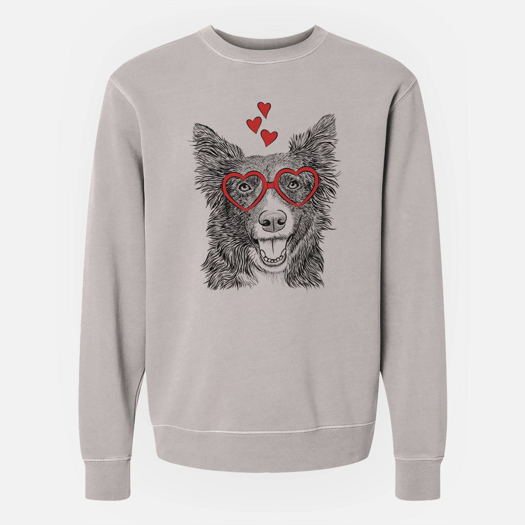 Valentine Marti the Border Collie - Unisex Pigment Dyed Crew Sweatshirt