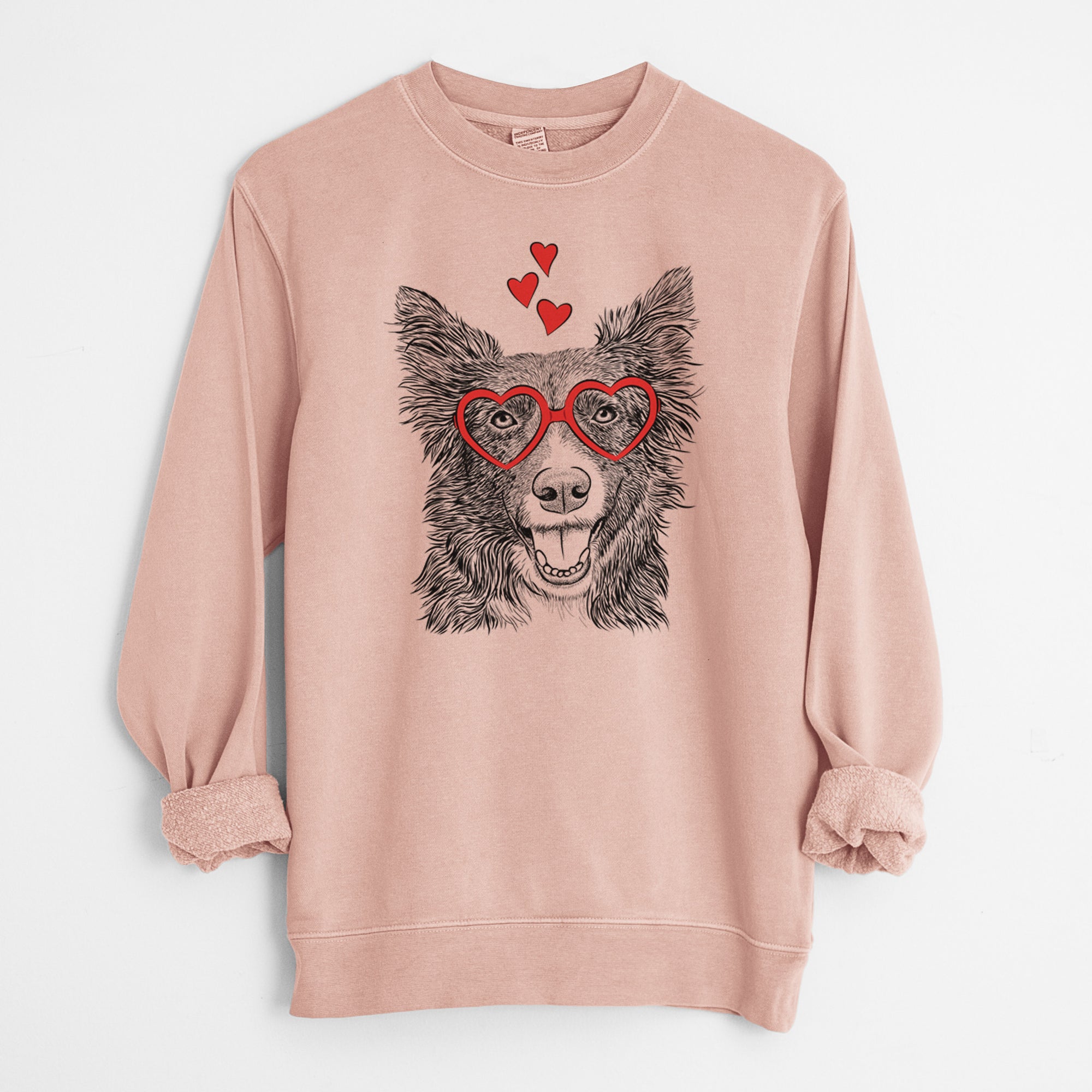 Valentine Marti the Border Collie - Unisex Pigment Dyed Crew Sweatshirt