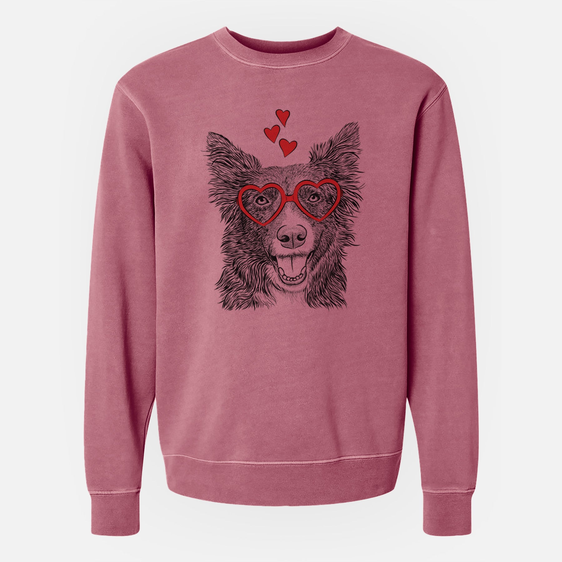 Valentine Marti the Border Collie - Unisex Pigment Dyed Crew Sweatshirt